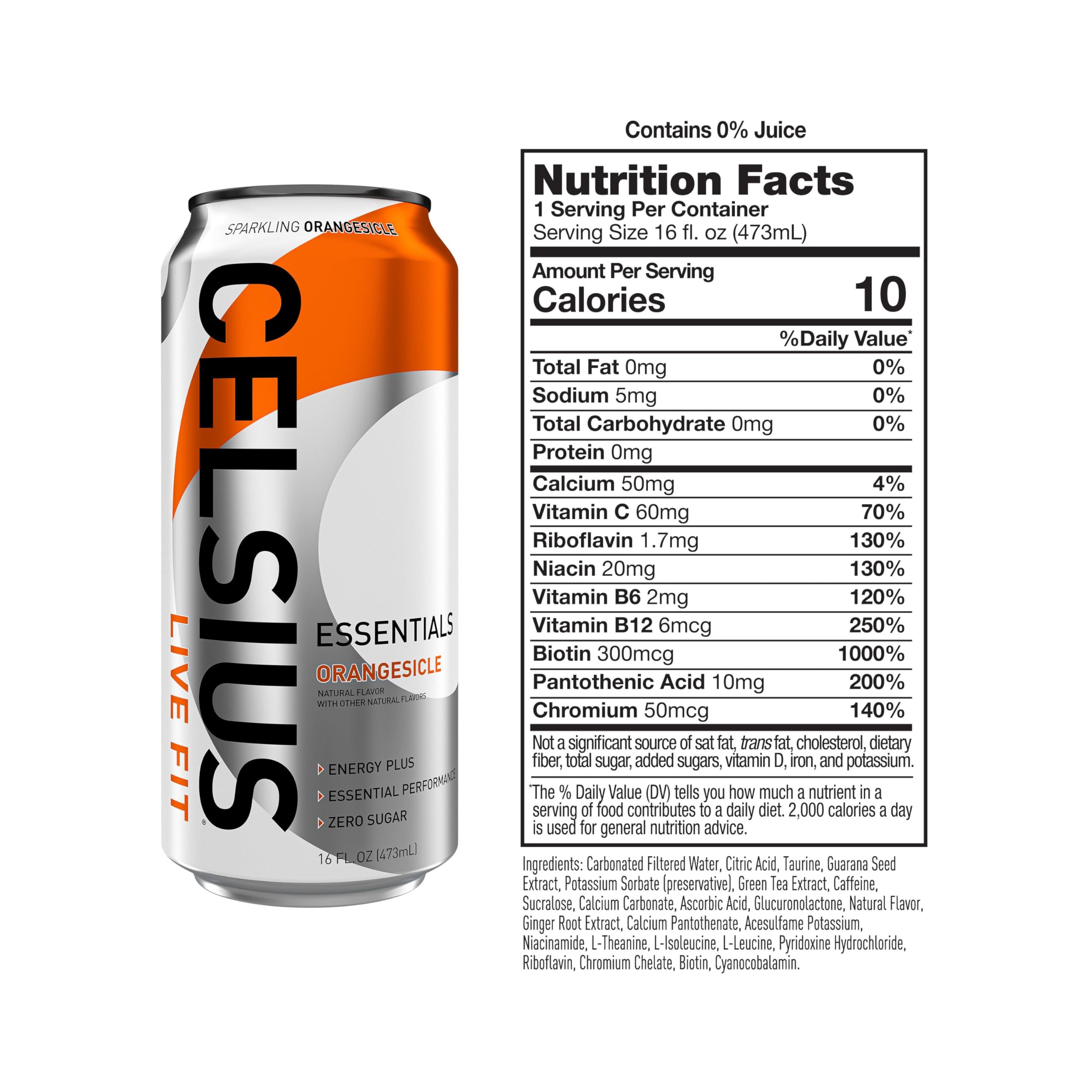 CELSIUS ESSENTIALS, Sparkling Orangesicle, Performance Energy Drink 16 Fl Oz (Pack of 12) CELSIUS Au supplements