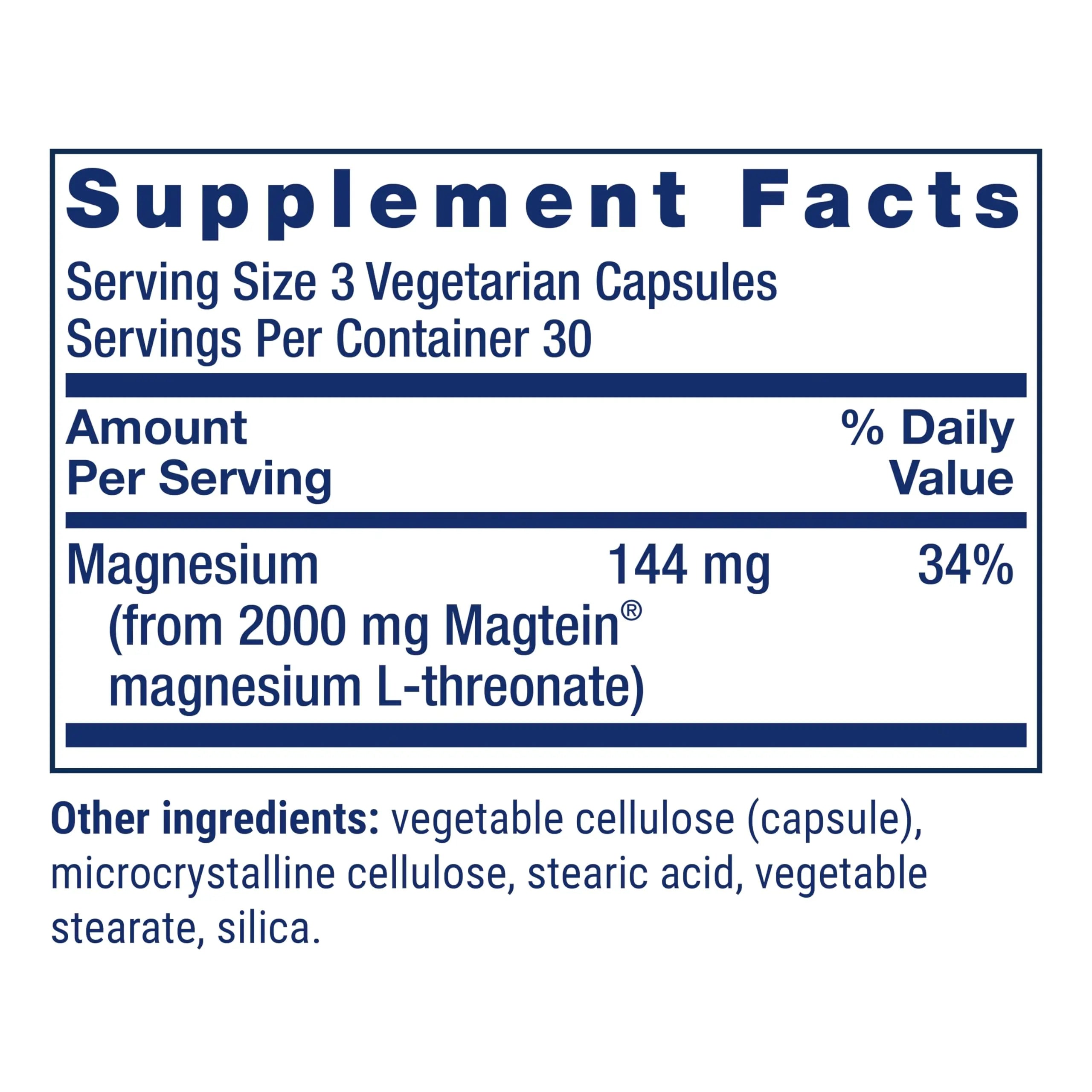 Life Extension Neuro-Mag Magnesium L-Threonate, Memory Health, Quick Thinking, Cognitive Health Support, Vegetarian, Non-GMO, 90 Vegetarian Capsules (144 mg from 2000 mg Magtein magnesium L-threonate Life Extension Au supplements