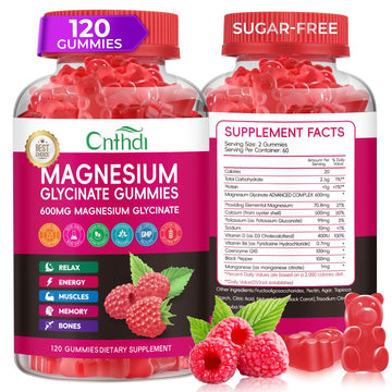 Magnesium Glycinate Gummies 600mg, High Absorption Magnesium Gummies, Black Currant Oil, Calcium, Vitamin B6, Sugar Free Chews for Adults & Kids Relaxation, Stress Relief, Night Rest CNFHDI Au supplements
