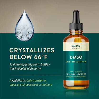 Carino HealthCare DMSO 99.9% Pharmaceutical Grade - FT-IR Verified Dimethyl Sulfoxide in Amber Glass Bottle with Pipette & Dropper Cap 3.38 oz Carino Healthcare buy supplements Au