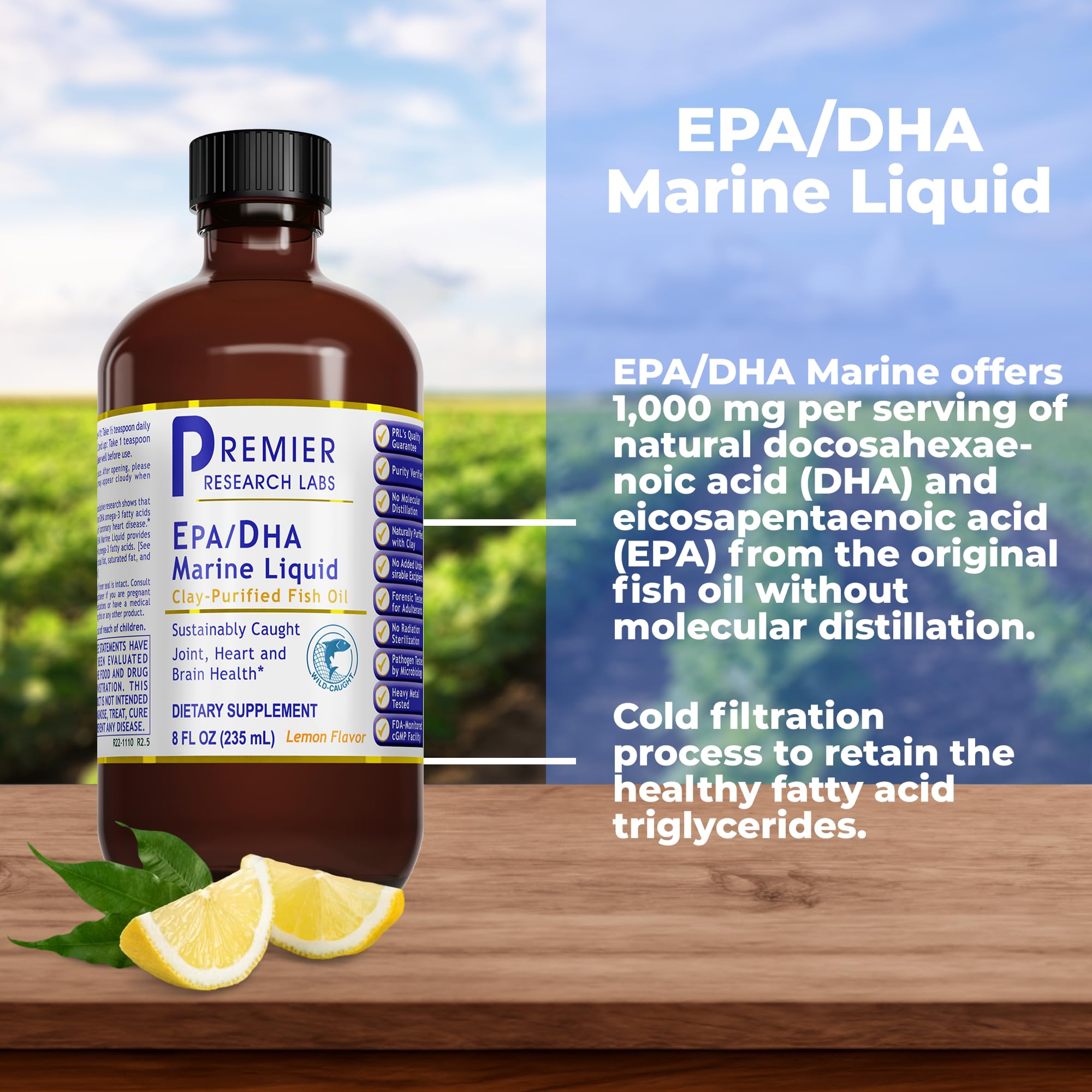 Premier Research Labs EPA/DHA Marine Liquid - Omega 3 Fish Oil Liquid, Omega 3 Liquid Fish Oil Supplement for Adults, Joint, Heart, & Brain Health Support - 8 Fl Oz Bottle Premier Research Labs Au supplements