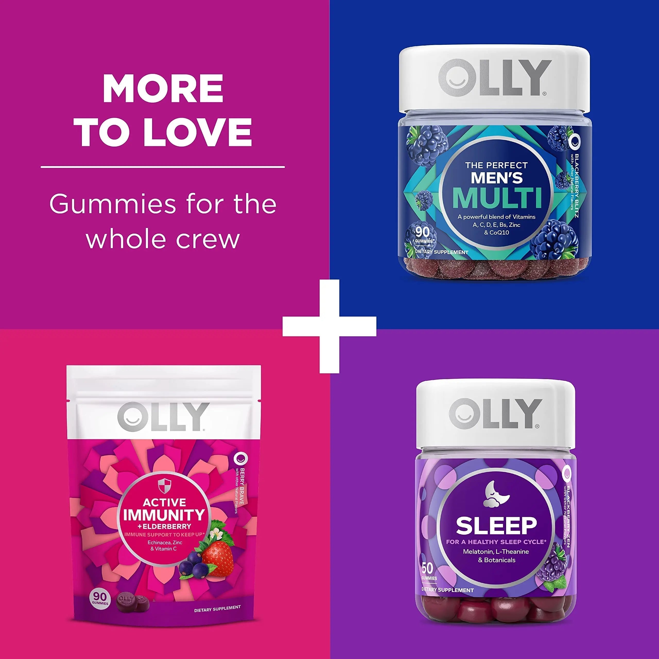 OLLY Gift, Family 2 Pack: Women's Multivitamin Gummy (90 Count), Kids Multivitamin + Probiotic Gummy (70 Count), Vitamins A, D, C, E, B, Chewable Supplement OLLY Au supplements