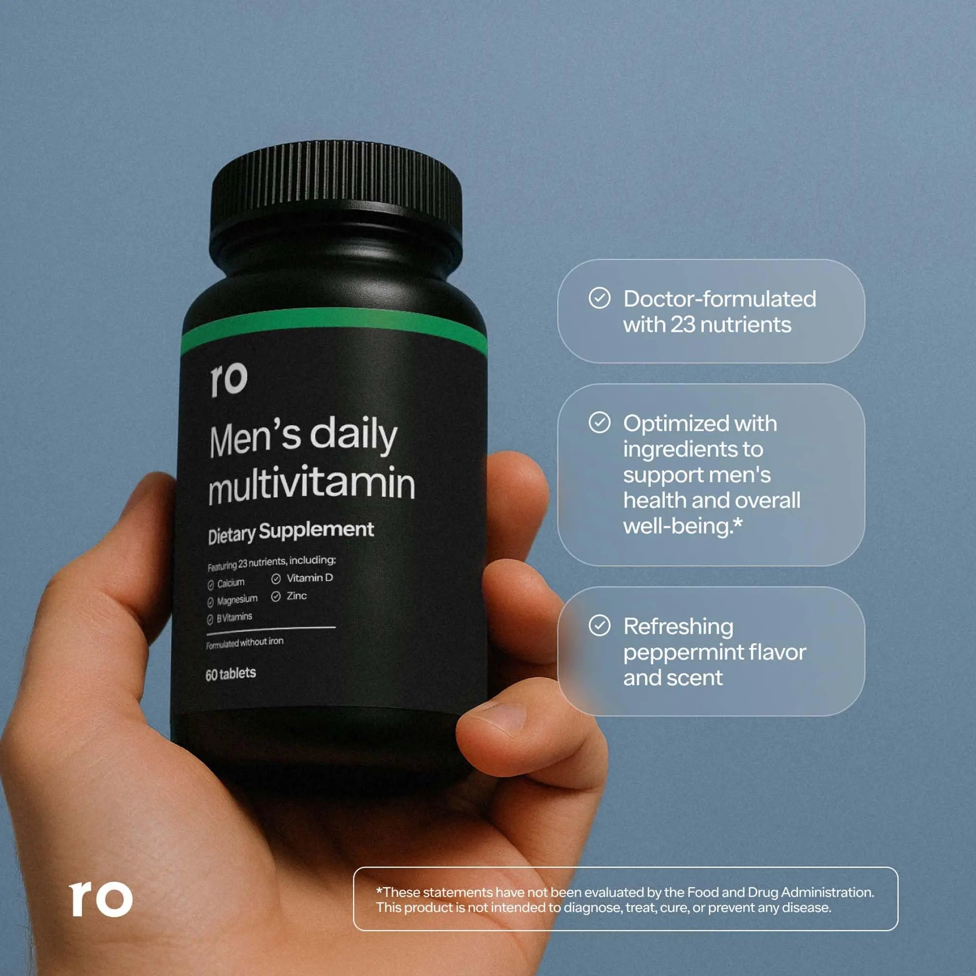 Ro Daily Multivitamin for Men | Supports Physical Activity, Brain + Heart Health, and Immune System with 23 Key Nutrients Including Calcium Ro Au supplements