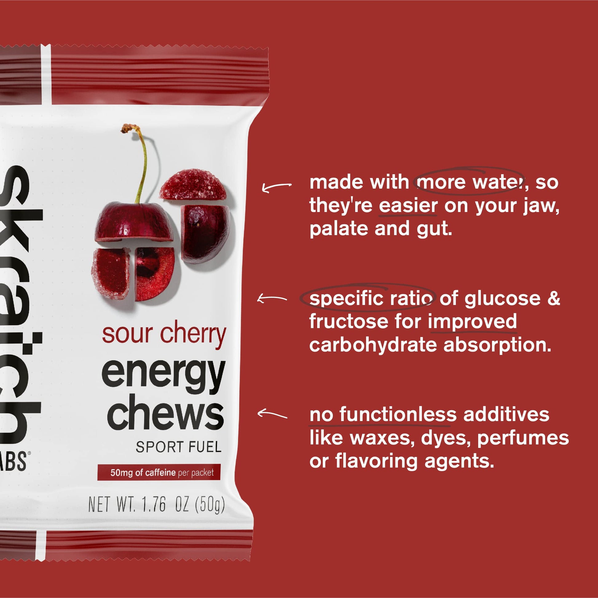 Skratch Labs Sport Energy Chews, Sour Cherry with Caffeine (10 Pack) Skratch Labs Au supplements