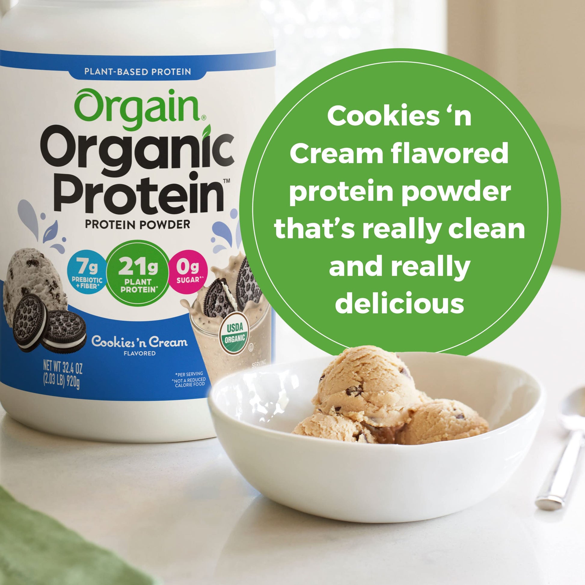 Orgain Organic Vegan Protein Powder, Cookies and Cream - 21g Plant Based Protein Orgain Au supplements