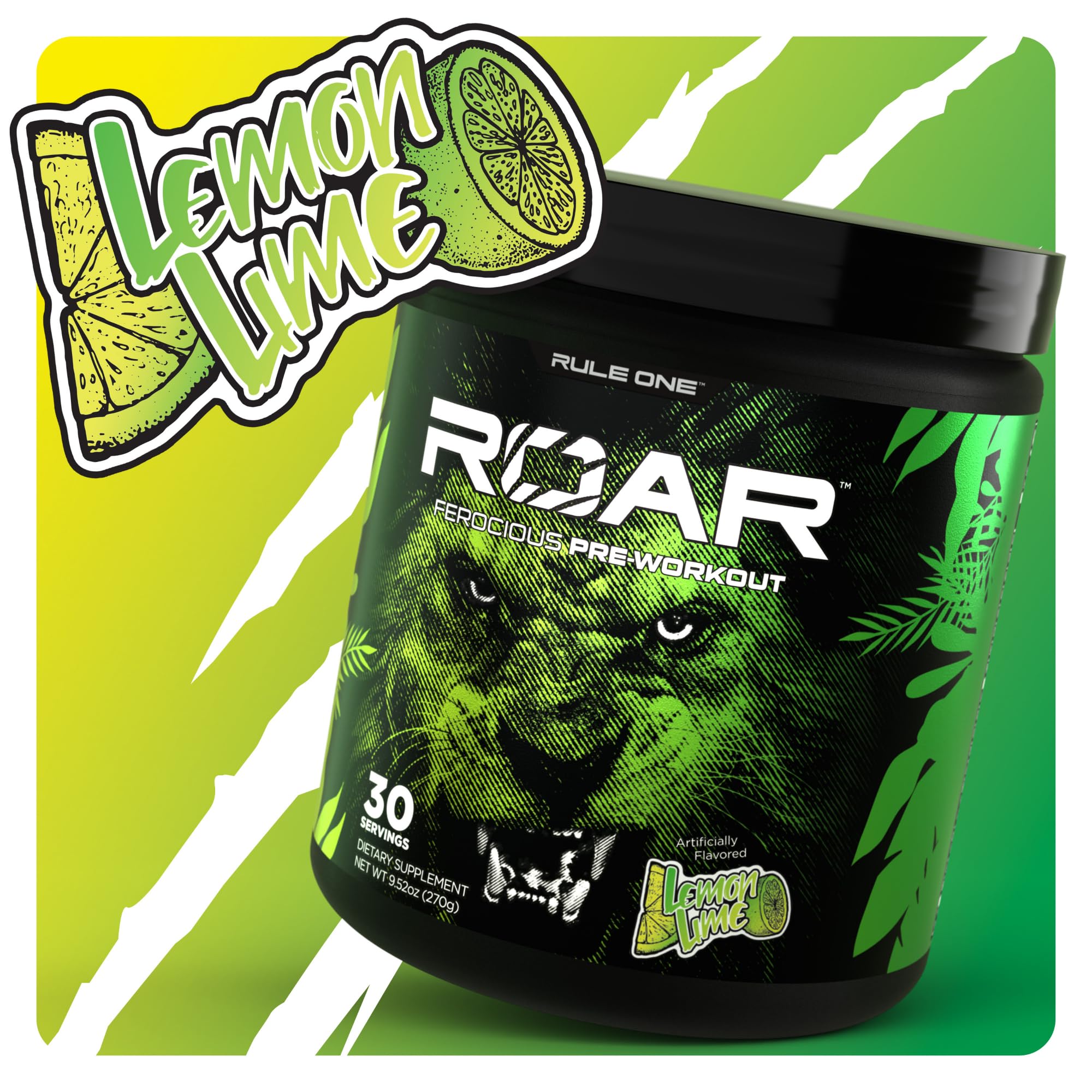 Rule 1 R1 Roar, Lemon Lime - 9.52 oz - Pre-Workout Powder - with Creatine, Beta-Alanine Rule 1 Proteins Au supplements