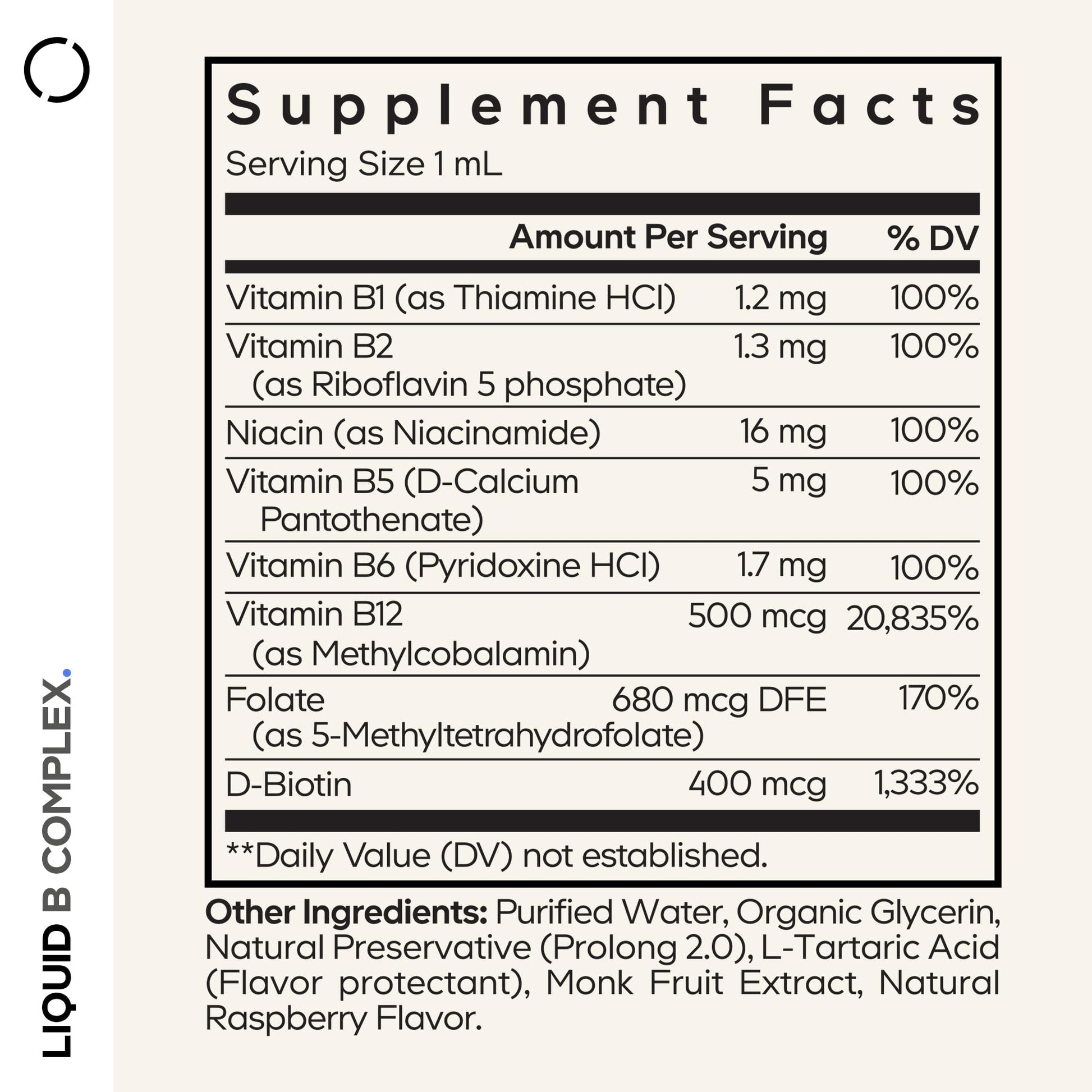 Codeage Liquid B-Complex Supplement with 8 Forms of Vitamin B - Vitamin Thiamine B1, Riboflavin B2, B3, B5, B6, Biotin B7, Active Methylated B9 Folate & B12 - Raspberry Flavor - Non-GMO - 1 fl oz Codeage Au supplements