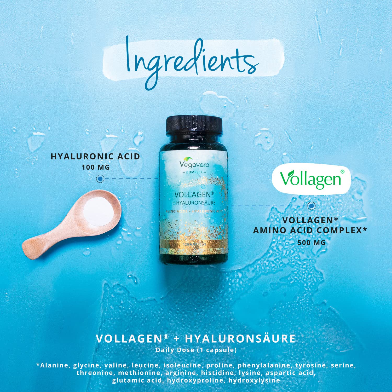 Vegavero Vegan Collagen Complex + Hyaluronic Acid | NO Additives | Vegan Collagen Powder Vollagen Vegavero Au supplements