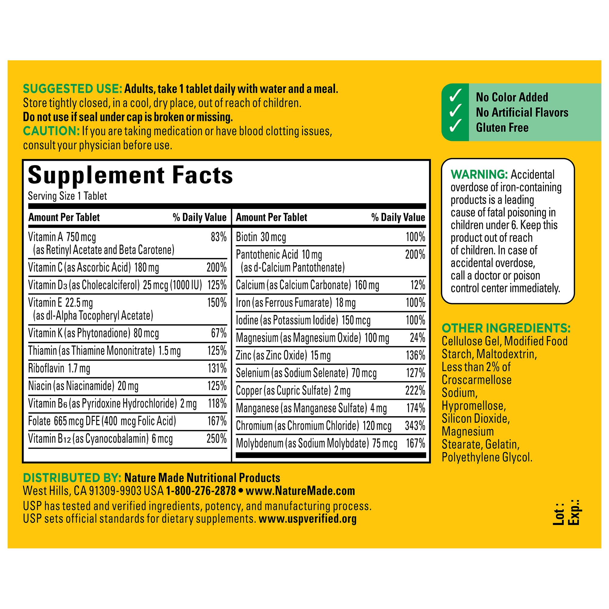 Nature Made Multivitamin Tablets with Vitamin D3 and Iron, 130 Count for Daily Nutritional Support Nature Made Au supplements