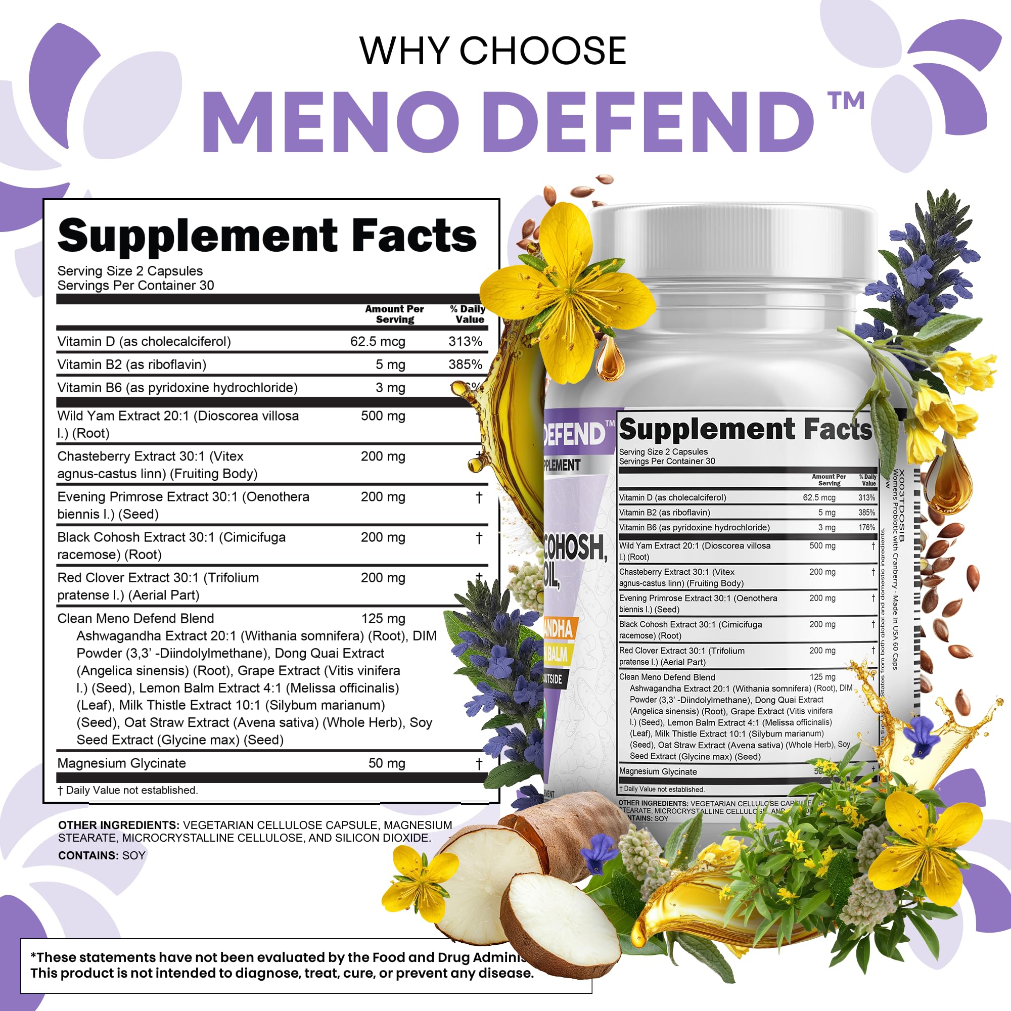 Clean Nutra Wild Yam Root Capsules with Red Clover Black Cohosh Evening Primrose Oil Chasteberry Dong Quai DIM Ashwagandha Grape Seed Extract Milk Thistle Lemon Balm and more Hormone Balance For Women Clean Nutraceuticals Au supplements