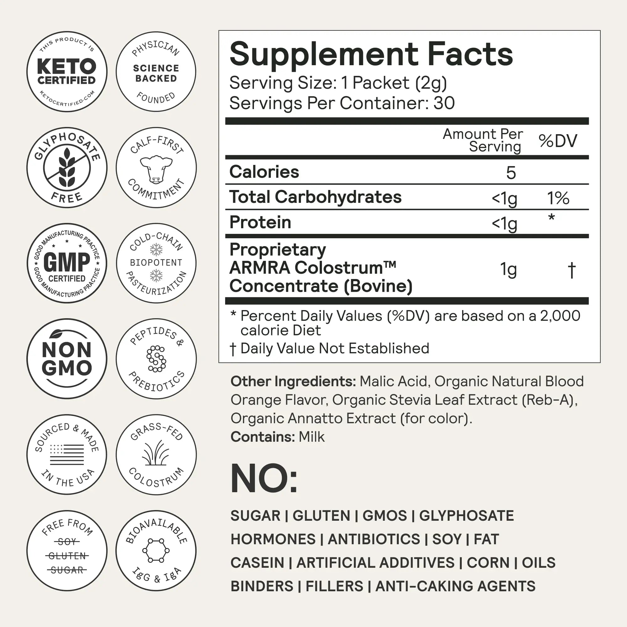 ARMRA Colostrum™ Premium Powder, Grass Fed, Gut Health Bloating Immunity Skin & Hair, Contains 400+ Bioactive Nutrients, Keto, Gluten & Fat Free (Blood Orange Bundle | 120 Servings) ARMRA Au supplements