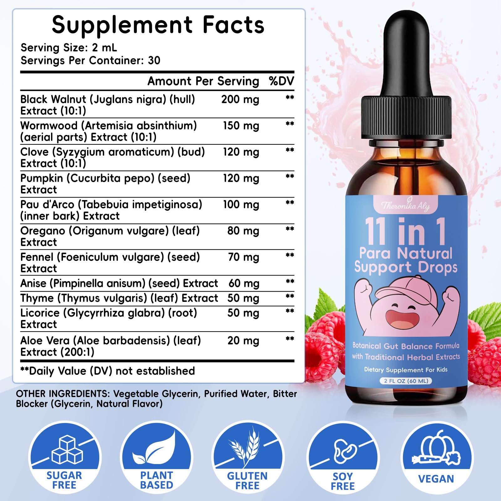 Theronika Aly Parasite Cleanse for Humans & Kids – Advanced Herbal Blend with Black Walnut, Wormwood, Clove, Digestive & Gut Balance Support, Alcohol-Free Liquid Drops, 30 Servings Theronika Aly Au supplements