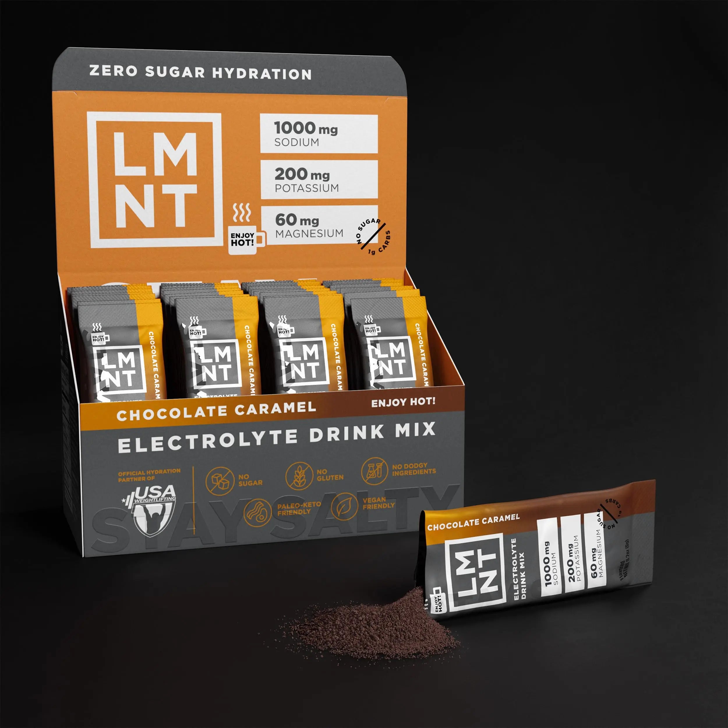 LMNT Zero Sugar Hot Chocolate or Coffee Mixer - Chocolate Caramel Salt | Drink Mix | 30-Count Drink LMNT Au supplements