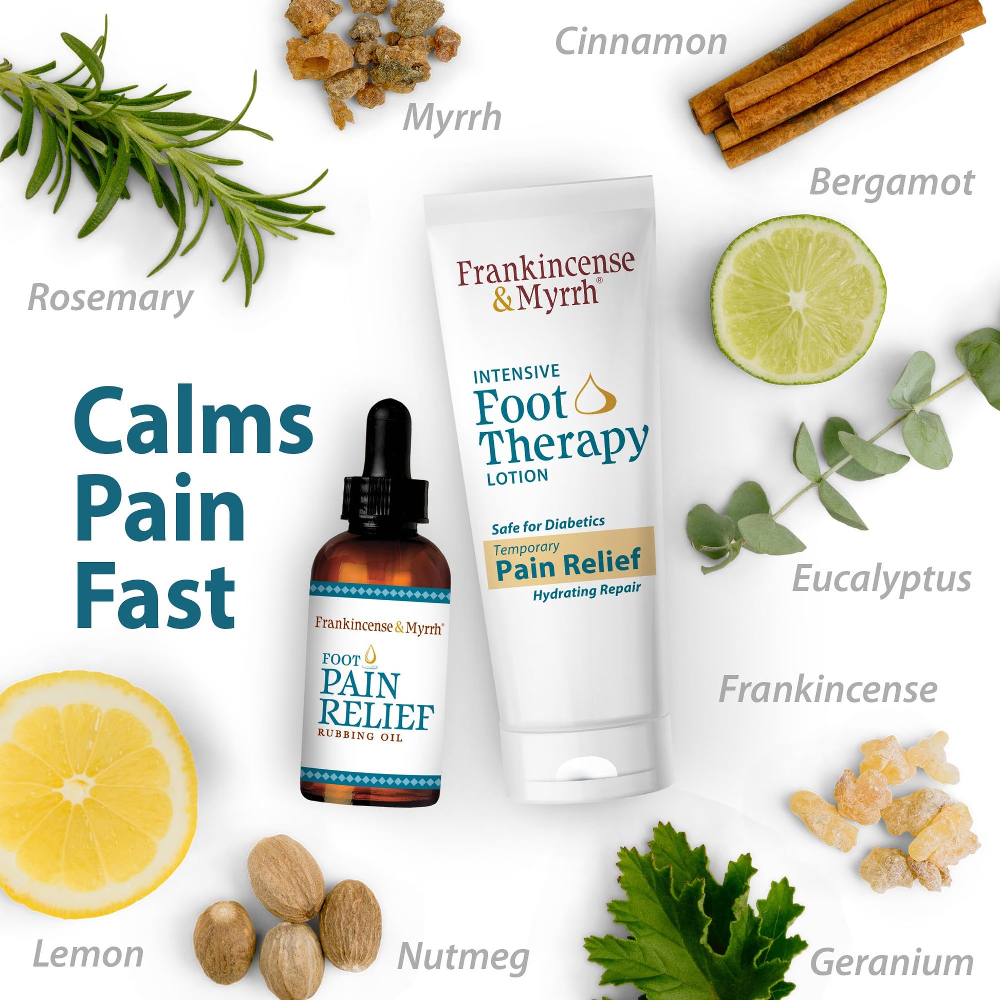 FRANKINCENSE & MYRRH Foot Pain Combo Pack: Foot Pain Relief Rubbing Oil (2 oz) and Intensive Therapy Lotion for feet (3 oz), Neuropathy, Nerve Relief, Frankincense Essential Oil, Maximum Strength FRANKINCENSE & MYRRH Au supplements