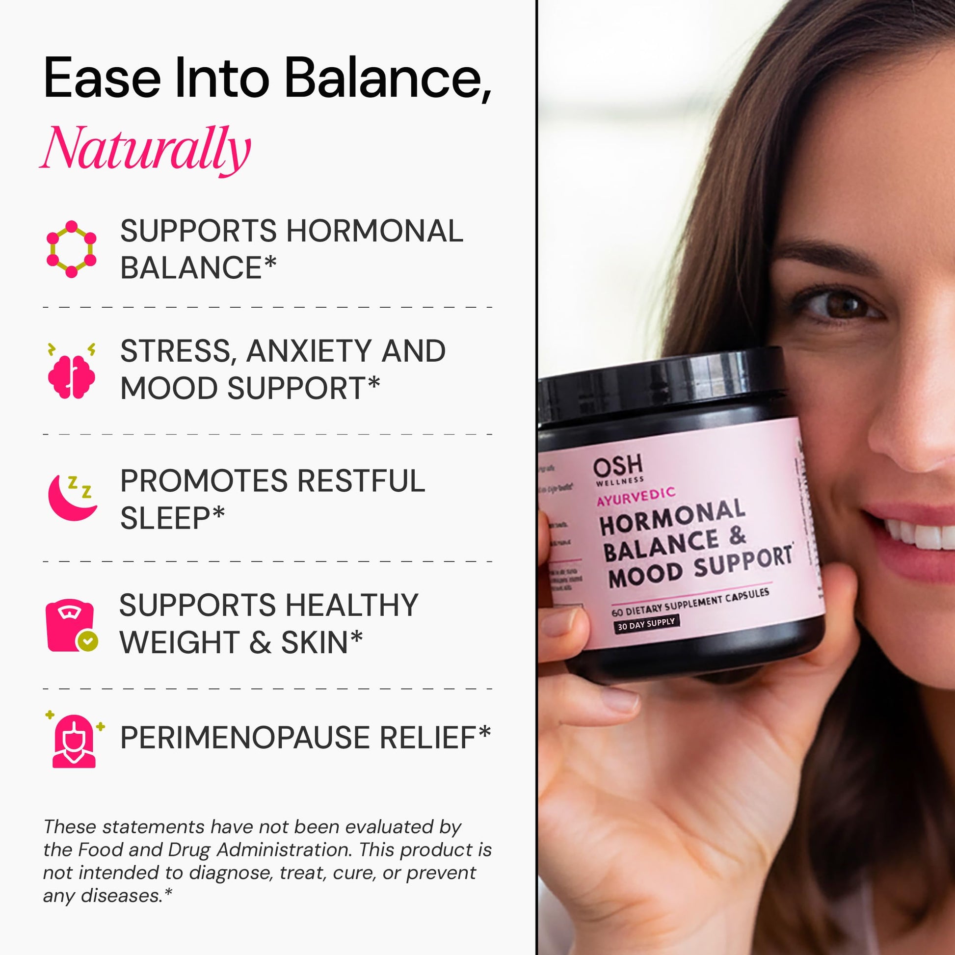 Ayurvedic Hormone Balance for Women | Cortisol Reducer | Mood, Energy, & Sleep Support | Regulates Estrogen | Stress Relief | Ashwagandha, Rhodiola, & Shatavari | Made in USA | 60 Ct. - OSH Wellness Freshly Moms Au supplements