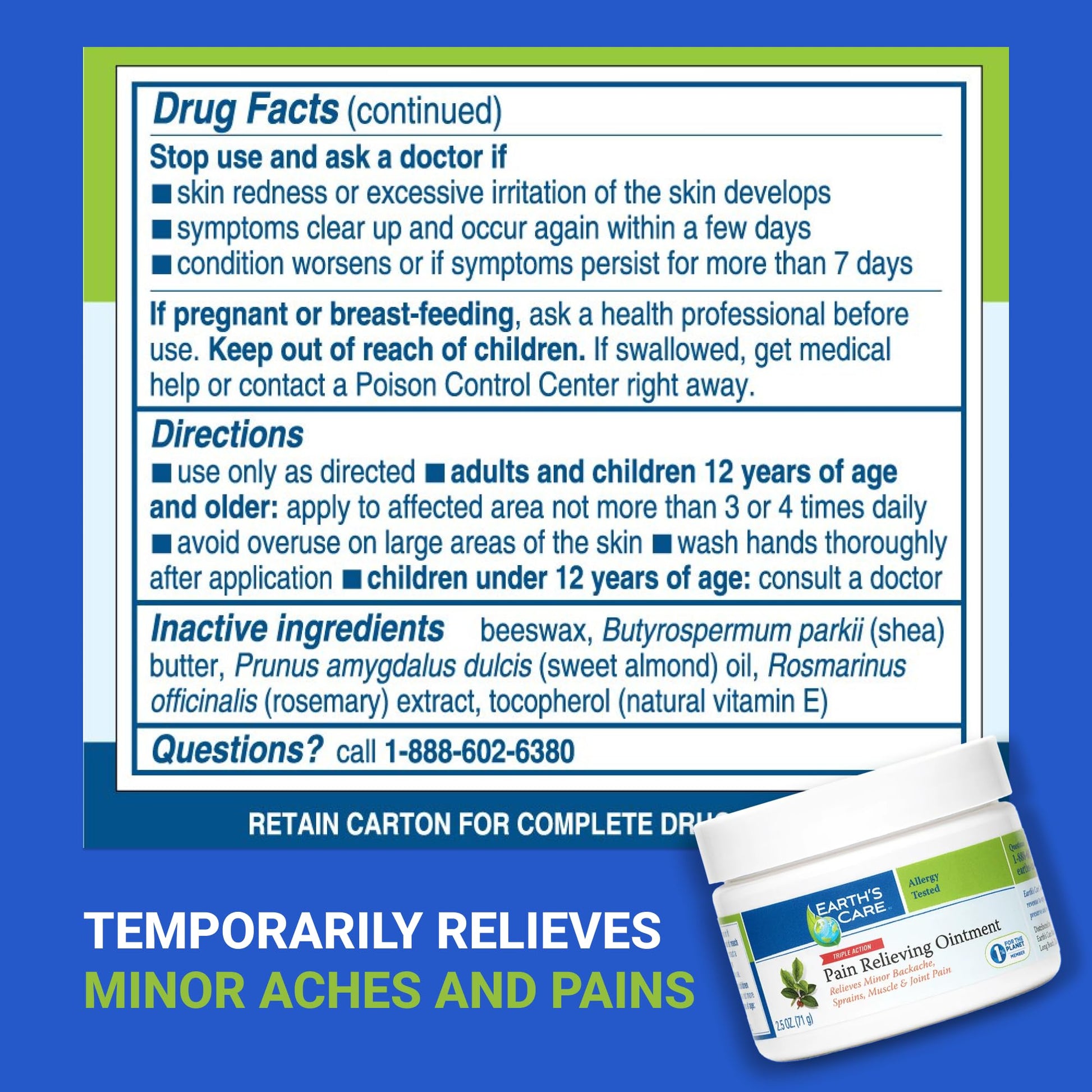 Earth's Care Pain Relieving Ointment - Triple Action Muscle and Joint Cream - Topical Analgesic 2.5 oz. (71 g) Earth's Care Au supplements