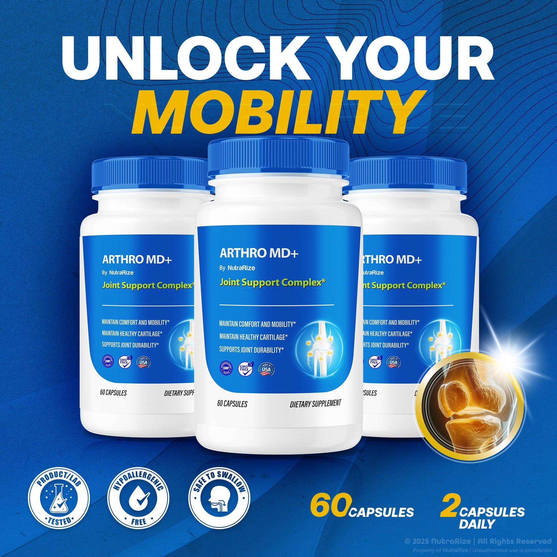 NutraRize (3 Pack) Arthro MD+ Capsules, Official Arthro MD Joint Support, All Natural Formula to Support Flexibility and Mobility, Premium Pills for Healthy Joints, Arthro M D Review (180 Capsules) NutraRize Au supplements