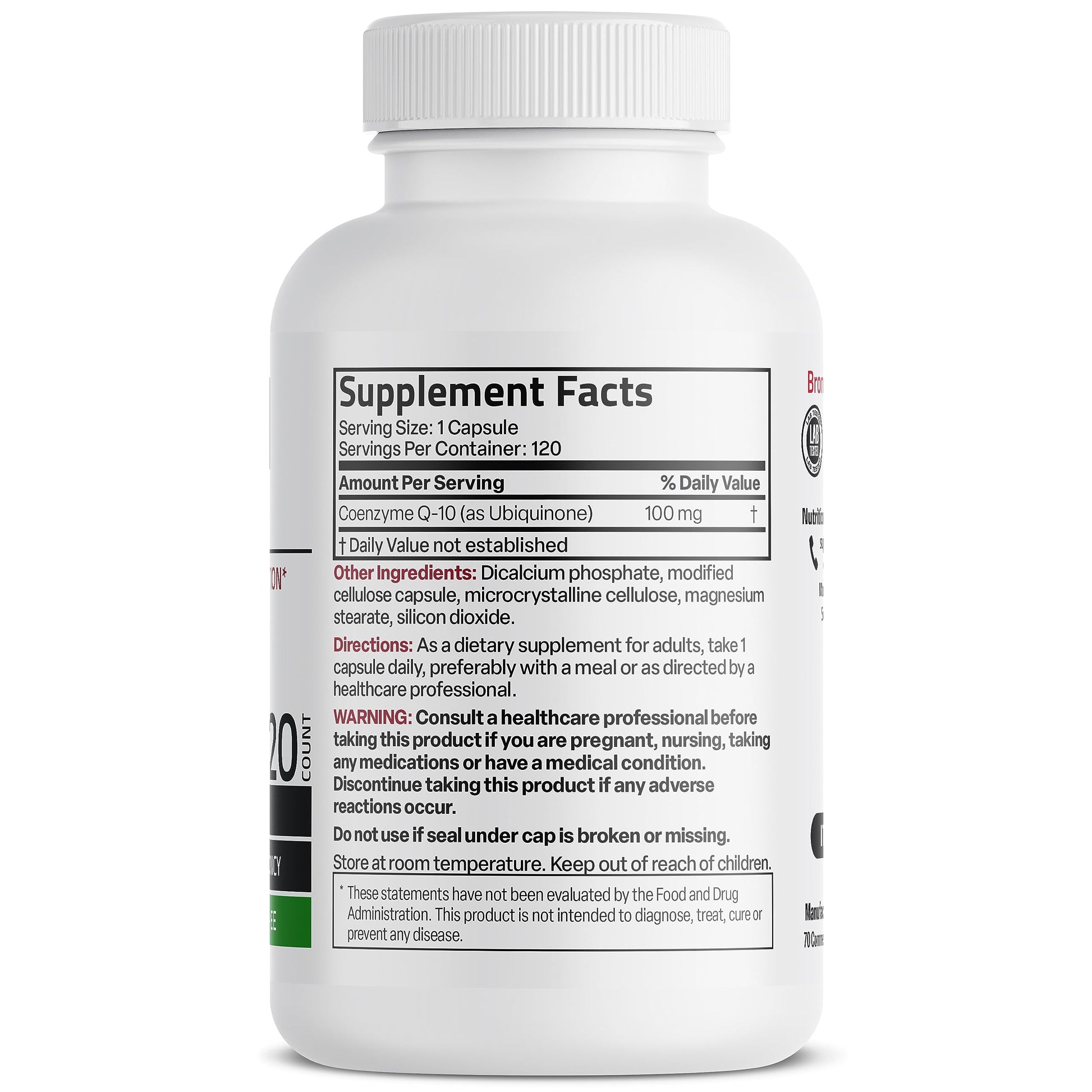 Bronson CoQ10 100 MG High Potency Cellular Energy Production, 120 Vegetarian Capsules Bronson Au supplements