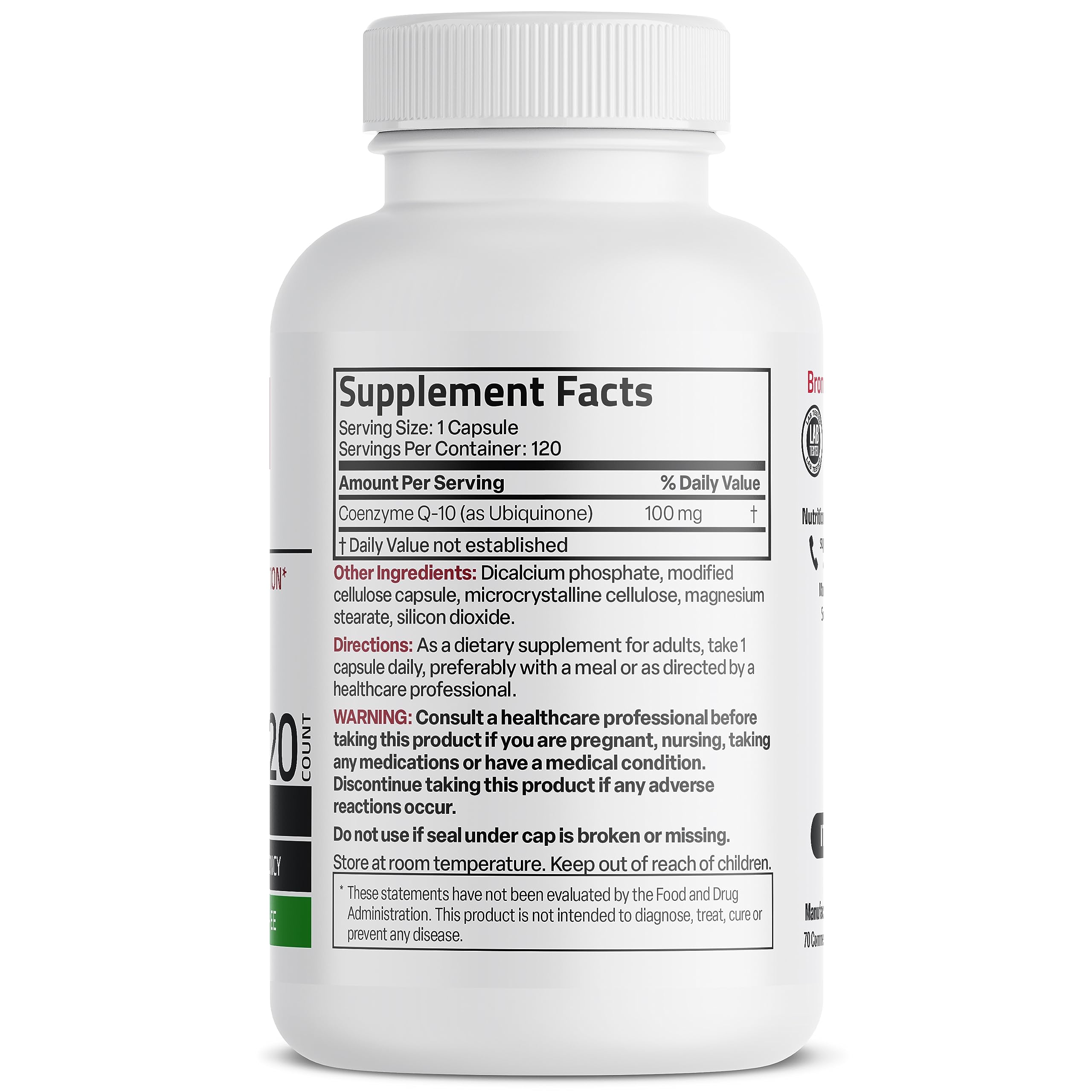 Bronson CoQ10 100 MG High Potency Cellular Energy Production, 120 Vegetarian Capsules Bronson Au supplements