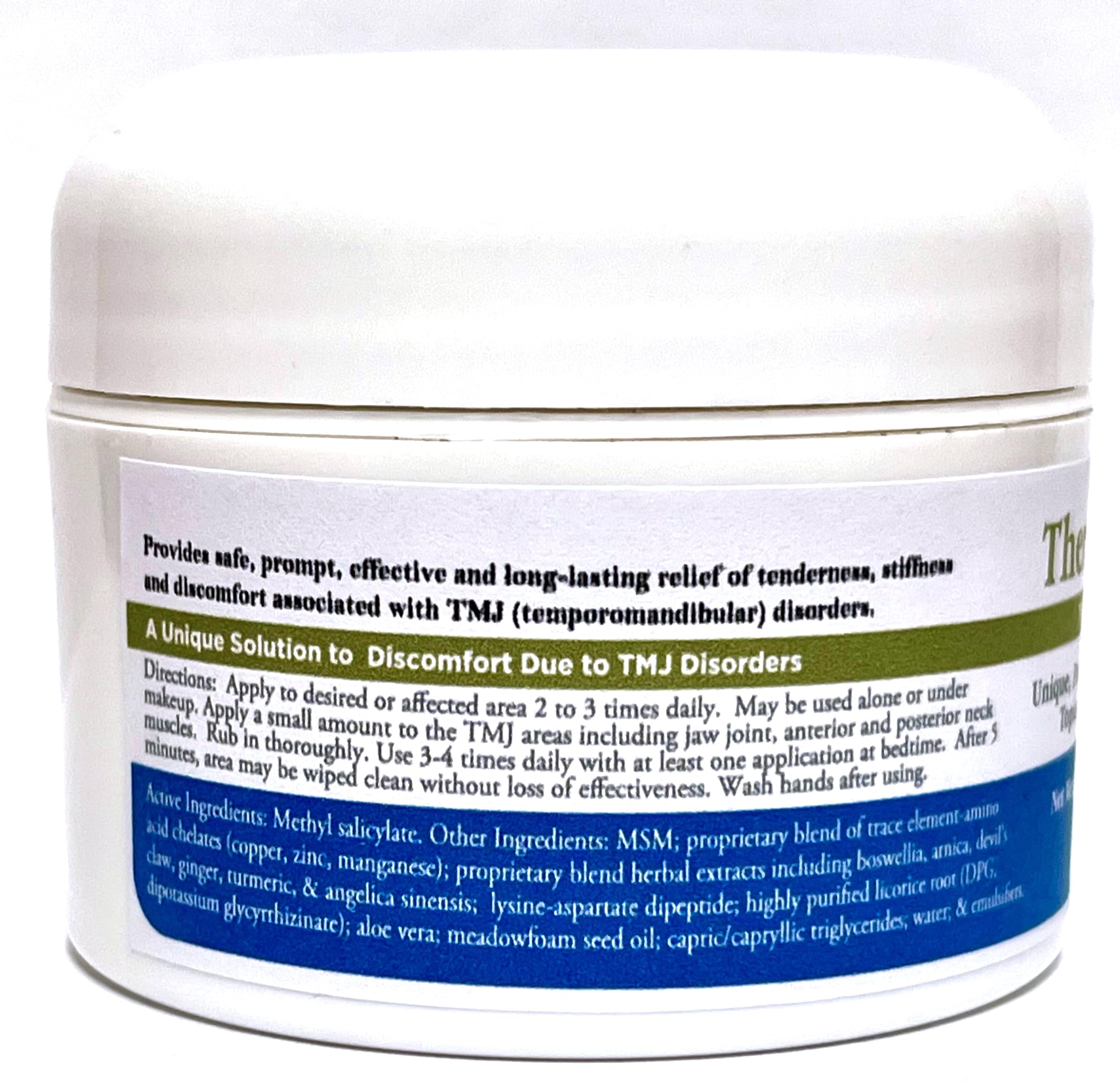 Theraflex RX® TMJ Cream (Doctor Formulated). This is a Patented Topical Cream which Provides Masseter Muscle and temporomandibular Joint Relief (TMJ) Theraflex RX Au supplements
