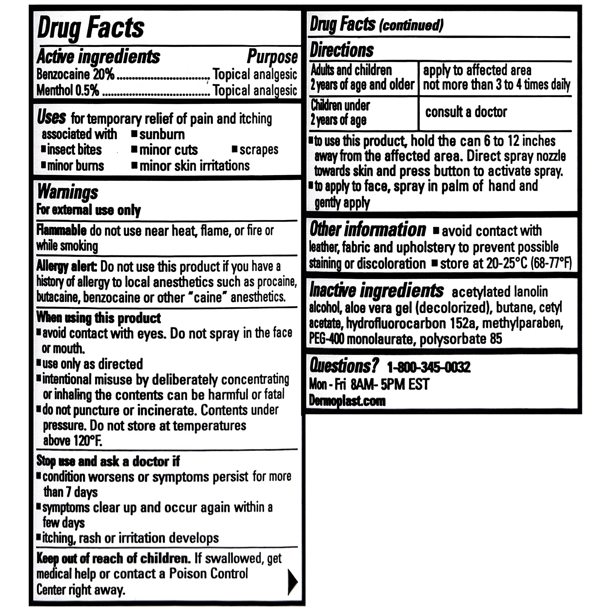Dermoplast Pain, Burn & Itch Relief Spray for Minor Cuts, Burns and Bug Bites, 2.75 Oz (Packaging May Vary) Dermoplast Au supplements