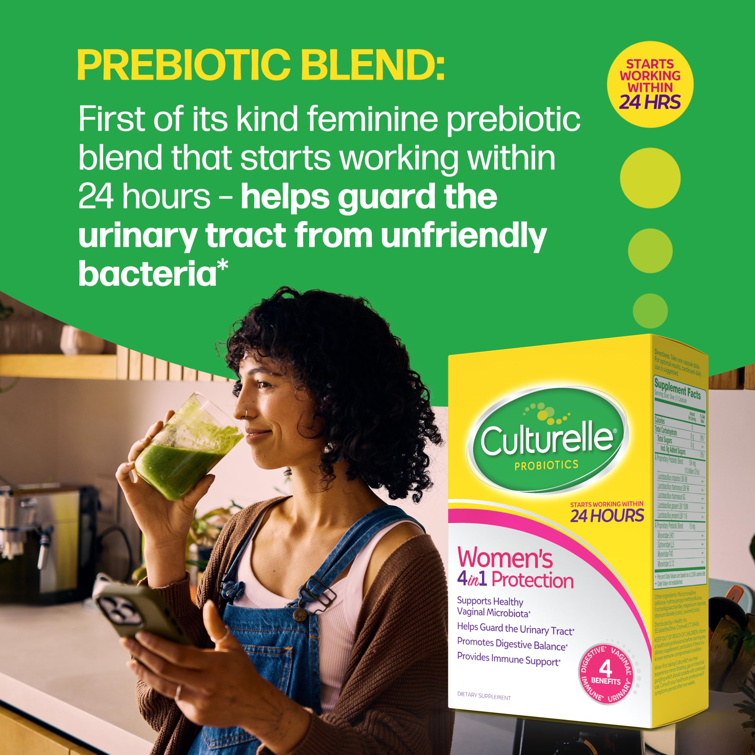 Culturelle 4-in-1 Probiotics for Women, Daily Probiotic & Prebiotic Supplement to Support Vaginal Health, Digestive Health, Immune Health, Occasional Diarrhea, Gas & Bloating Relief, Non-GMO, 30 Count Culturelle Au supplements