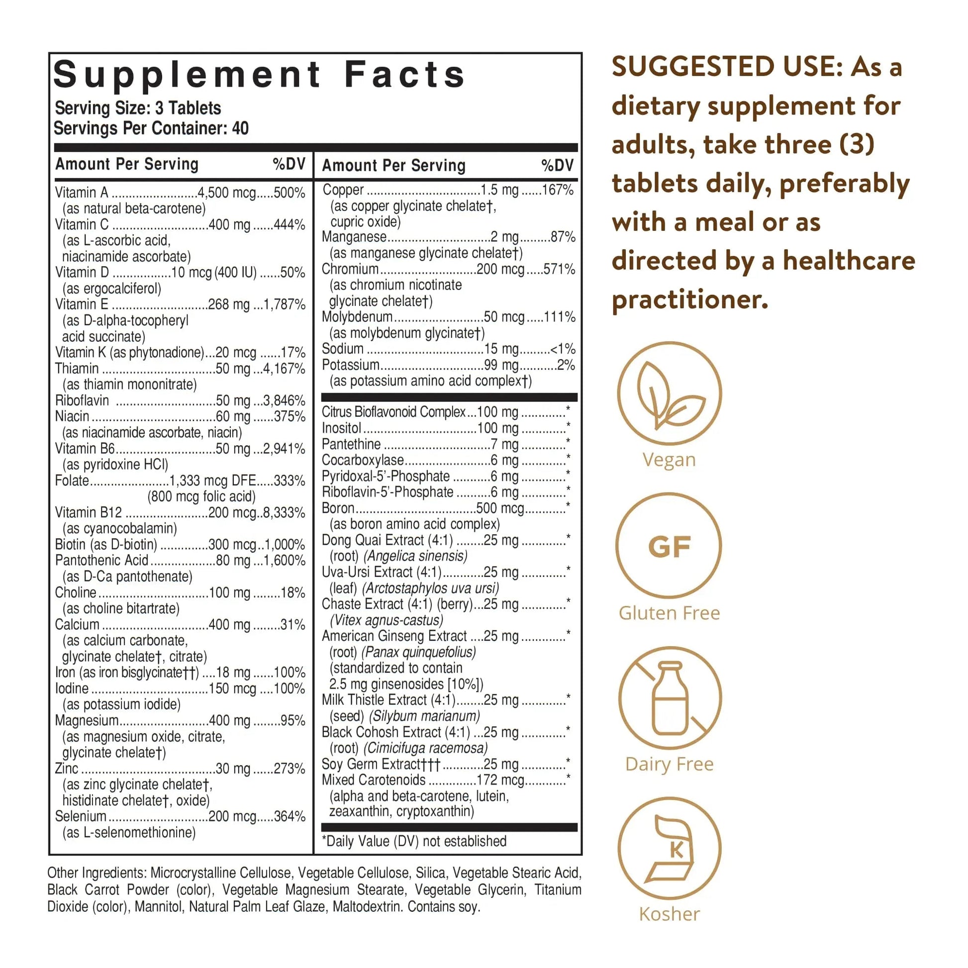 Solgar Female Multiple, 120 Tablets - Multivitamin, Mineral & Herbal Formula for Women - Advanced Phytonutrient Solgar Au supplements