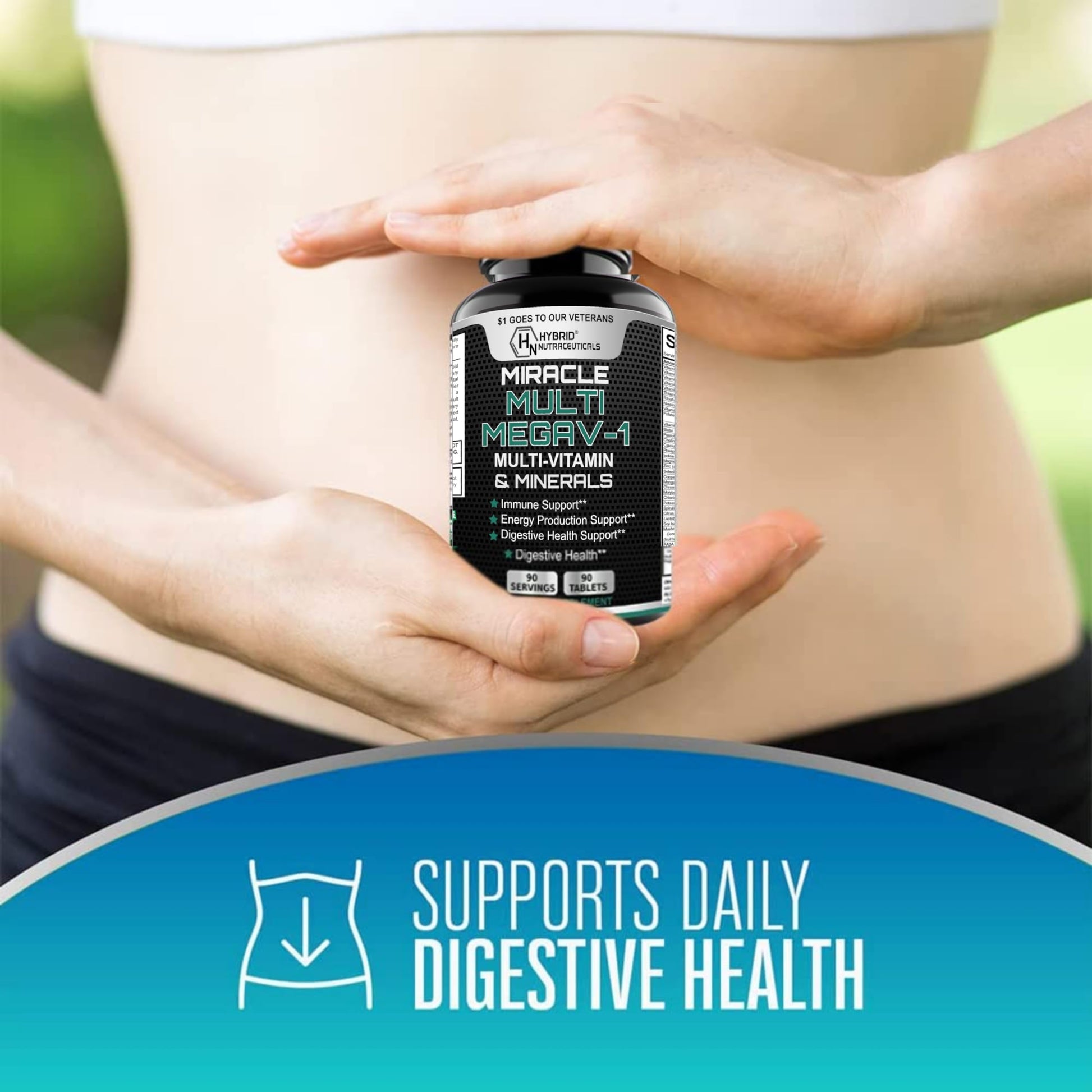 MEGAV-1 Multi-Vitamin, Superfood & Minerals - Daily Multivitamin with Probiotics, Digestive Enzyme, Mushroom Complex for Heart Health, Immune Support, Energy & Stamina - 90 Tablets Hybrid Nutraceuticals Au supplements