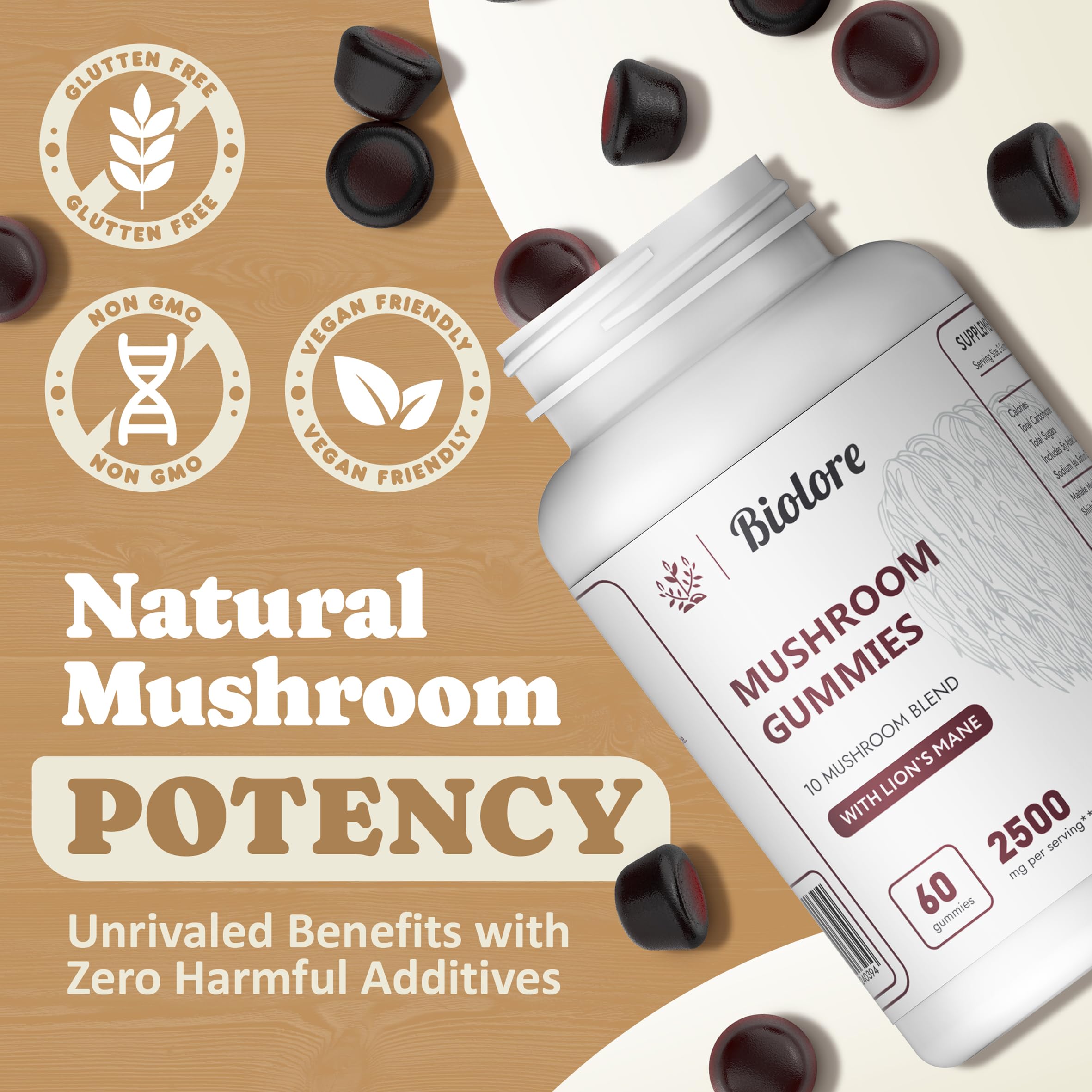 Biolore Mushroom Complex Gummies: 10 Powerful Mushrooms with Chaga, Lions Mane Biolore Au supplements