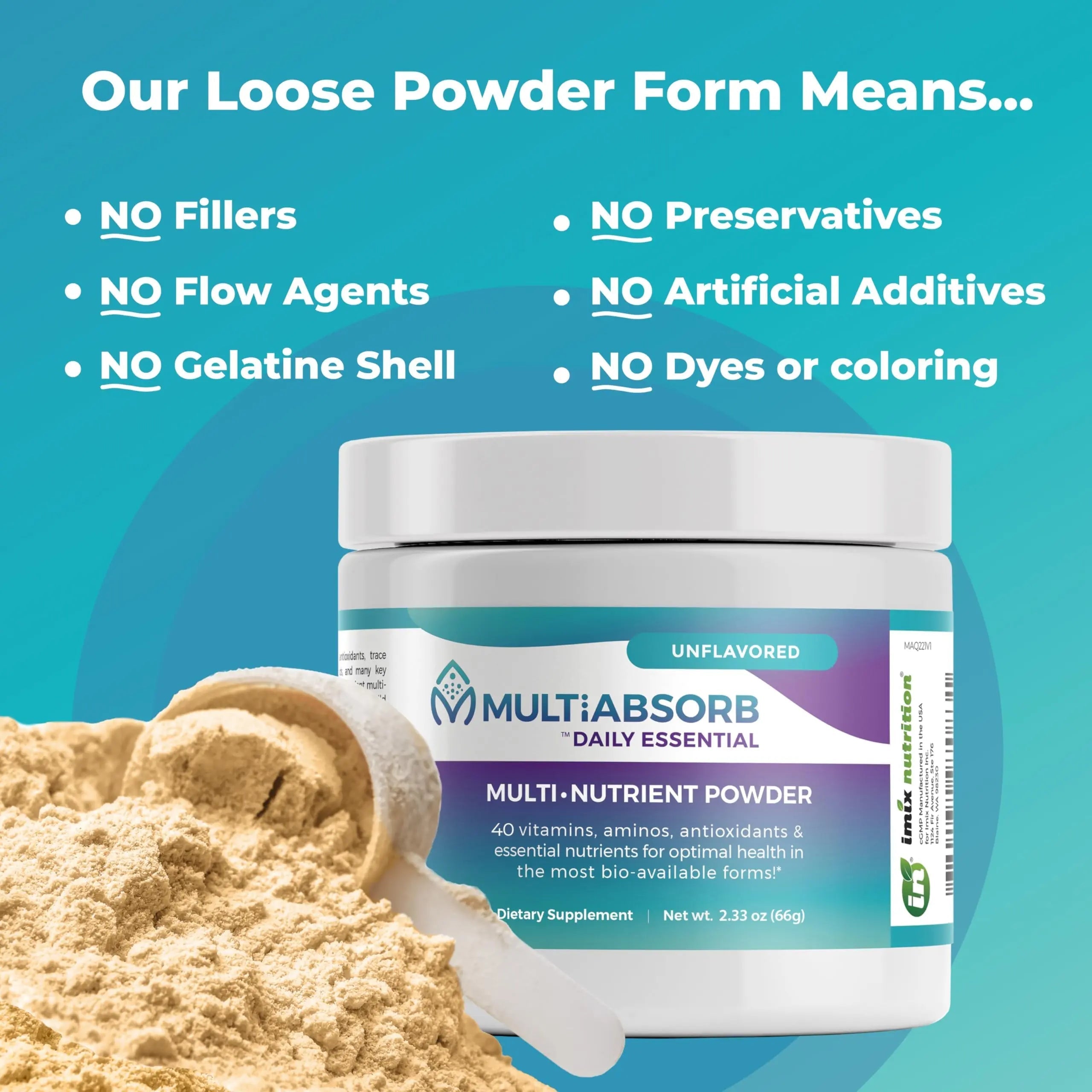 MultiAbsorb~Daily Essential, Multi-Nutrient Powder for Optimal Health, Vitamins, Minerals, Antioxidants, No Fillers or Preservatives Imix Nutrition Au supplements
