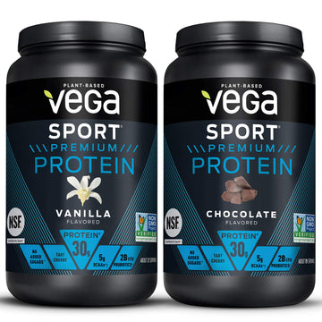 Vega Sport Premium Protein Powder Bundle, Chocolate + Vanilla, Plant Based Protein Vega Au supplements