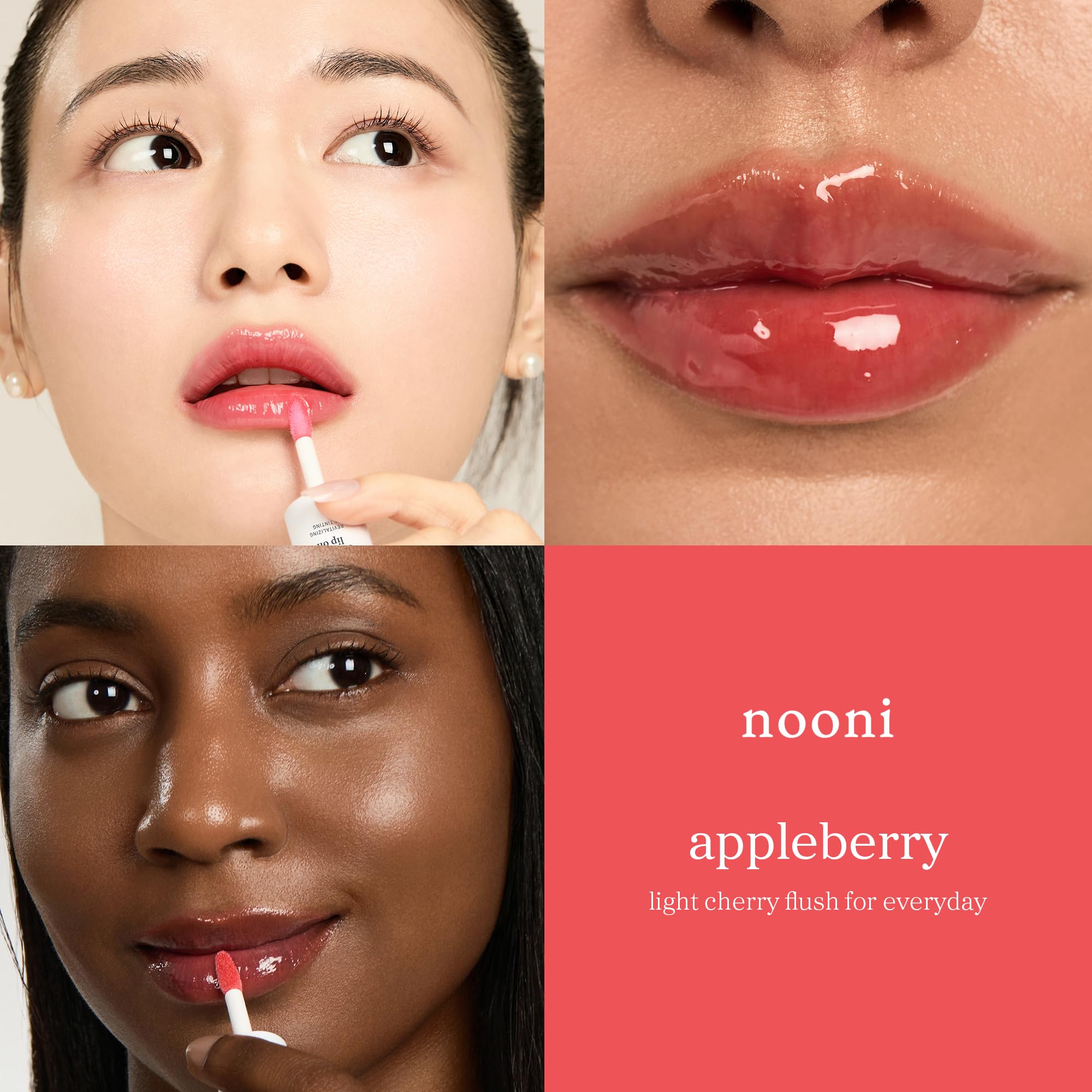 NOONI Korean Lip Oil - Appleberry | Long-Lasting, Moisturizing, Plumping, Revitalizing for Dry Lips, Waterproof, No Peel Off, Hydrating, Nourishing Crystal Clear, Stocking Stuffers, 0.12 FL Oz NOONI Au supplements