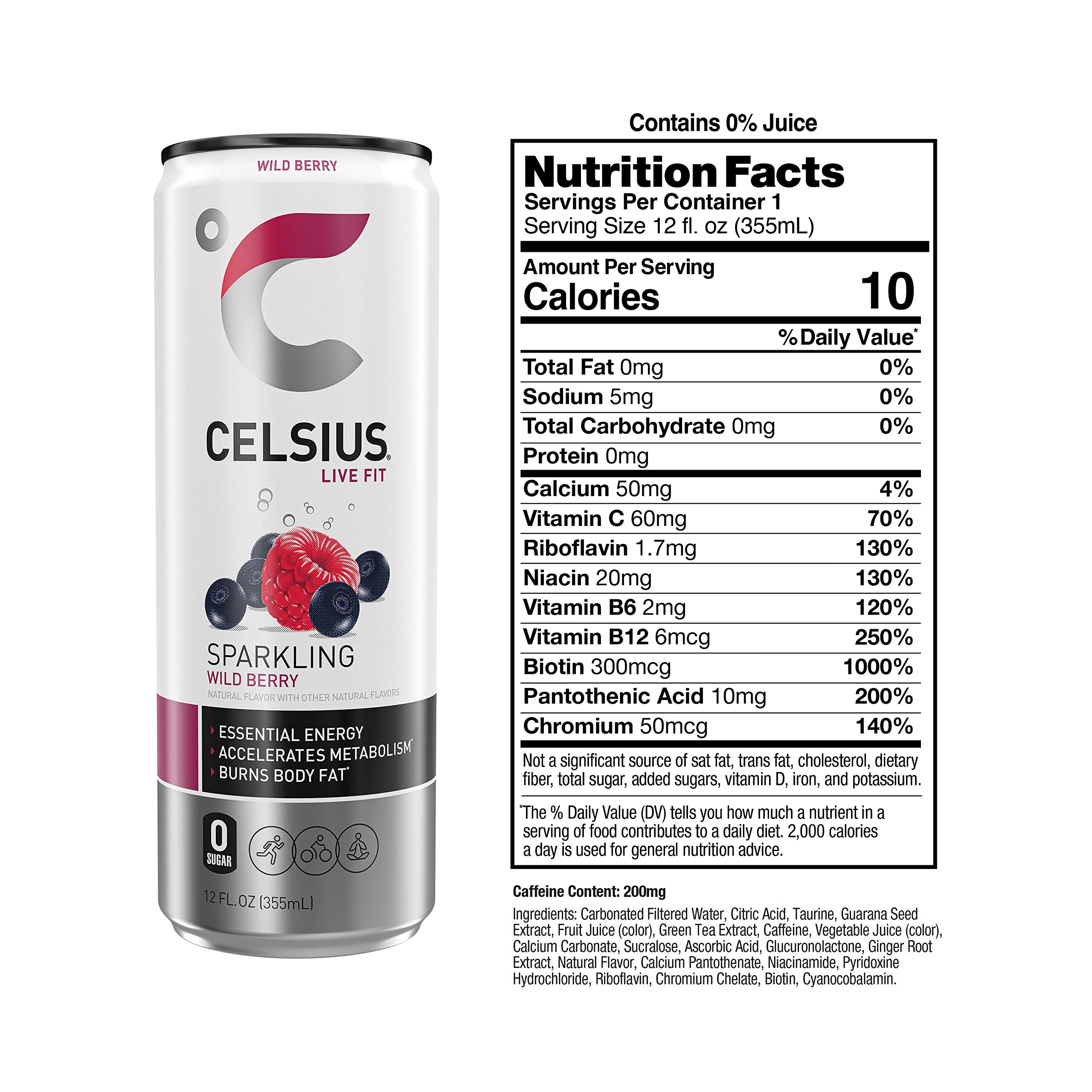 CELSIUS Sparkling Wild Berry, Functional Essential Energy Drink 12 Fl Oz (Pack of 12) CELSIUS Au supplements
