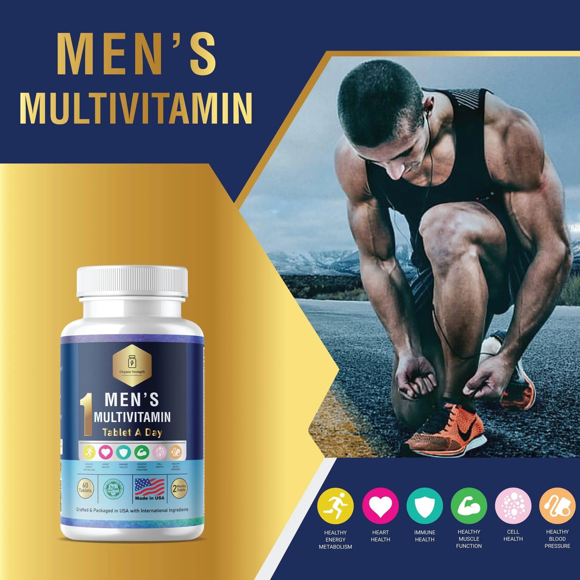Organic Strength Daily Men's Multivitamins - Multivitamin for Men & Multimineral Supplement for Enhanced Energy Organic Strength Au supplements