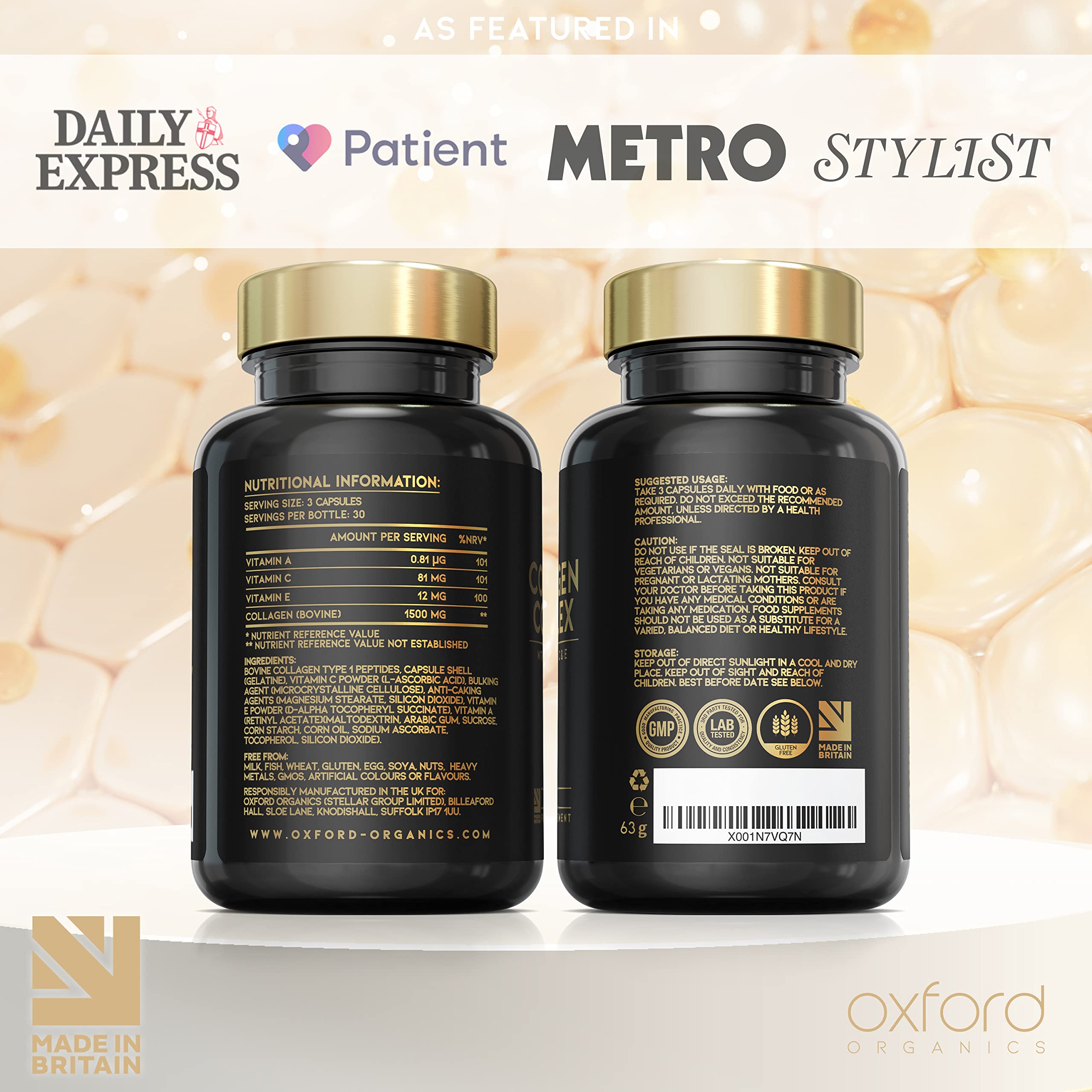 Advanced Collagen Complex | 1593mg Vitamin Boosted Complex for Glowing Hair, Skin & Nails Oxford Organics Au supplements
