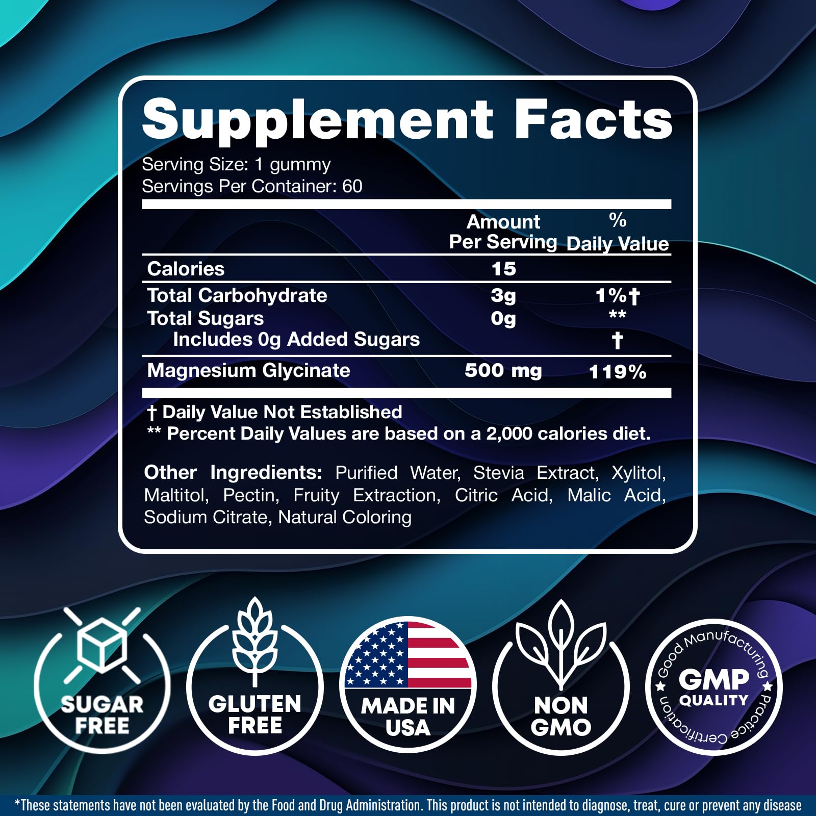 Magnesium Glycinate Gummies for Adults 500mg - Chewable Magnesium Glycinate for Kids Sleep, Glicinato De Magnesio para Mujeres, 60 Count JOYLI Nutrition Au supplements