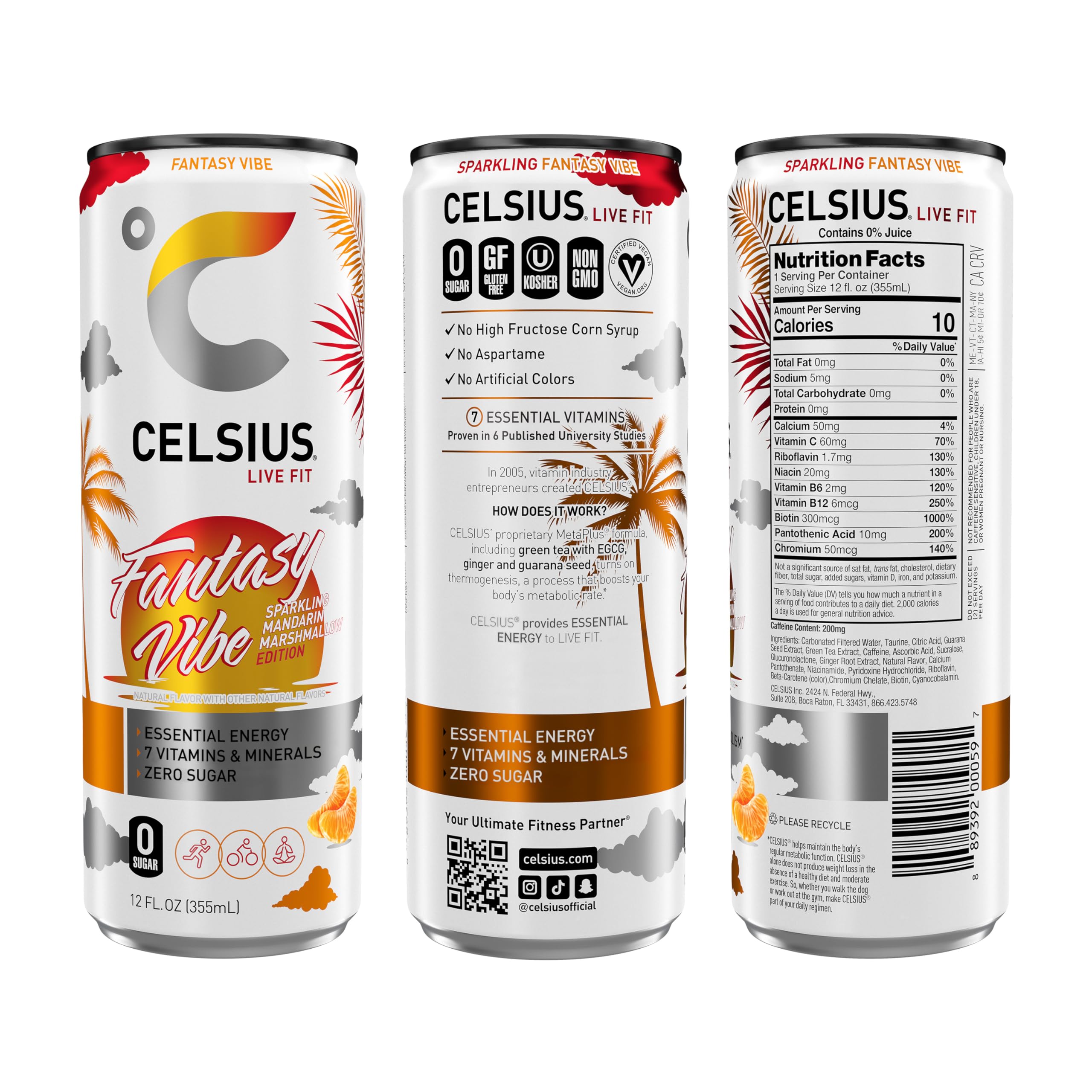 CELSIUS Sparkling Fantasy Vibe, Functional Essential Energy Drink, 12 Fl Oz (Pack of 12) CELSIUS Au supplements