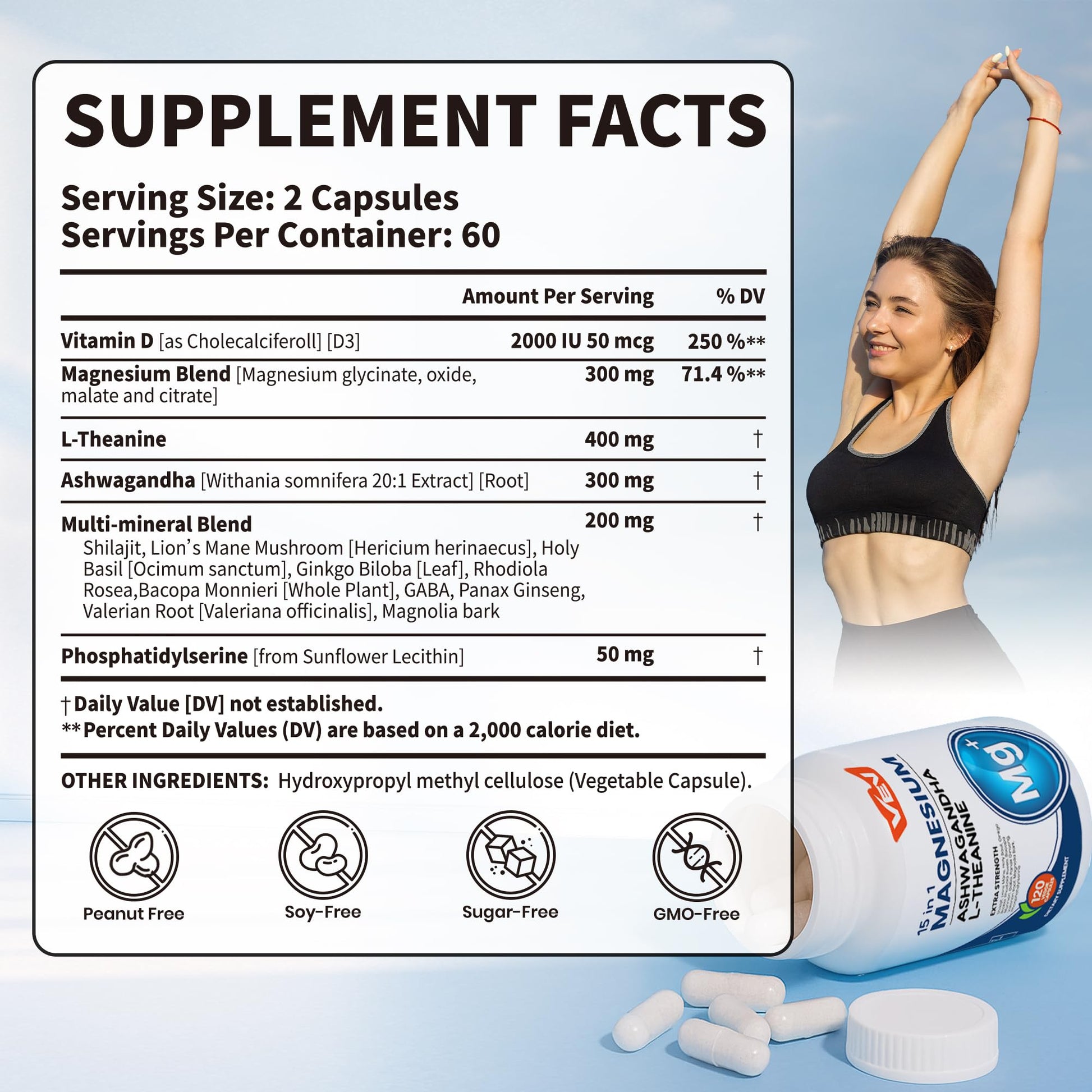 VEV DeepCalm Magnesium Complex for Women – 15-in-1 Glycinate & Citrate Capsules with Ashwagandha & L-Theanine – 120 Vegan Capsules VEV Au supplements