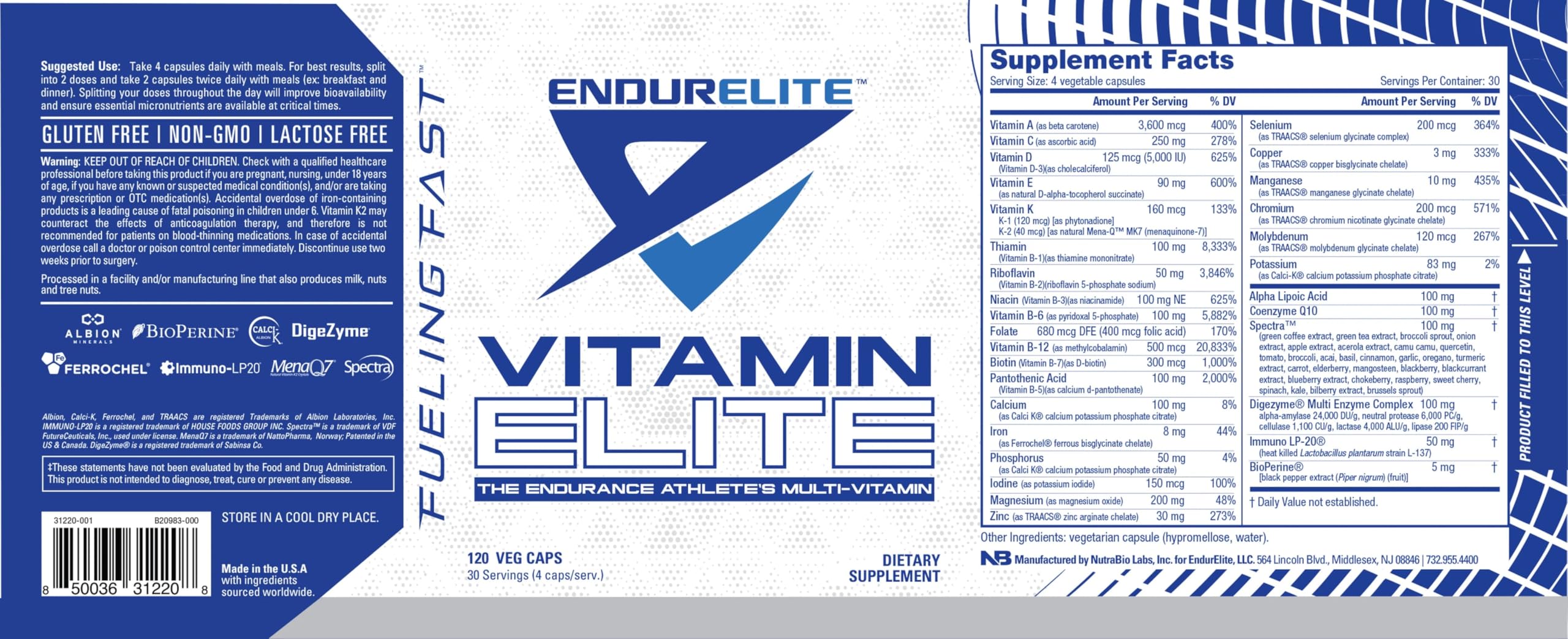 EndurElite Vitamin Elite - Complete Multivitamin for Men and Women - 120 Capsules EndurElite Au supplements