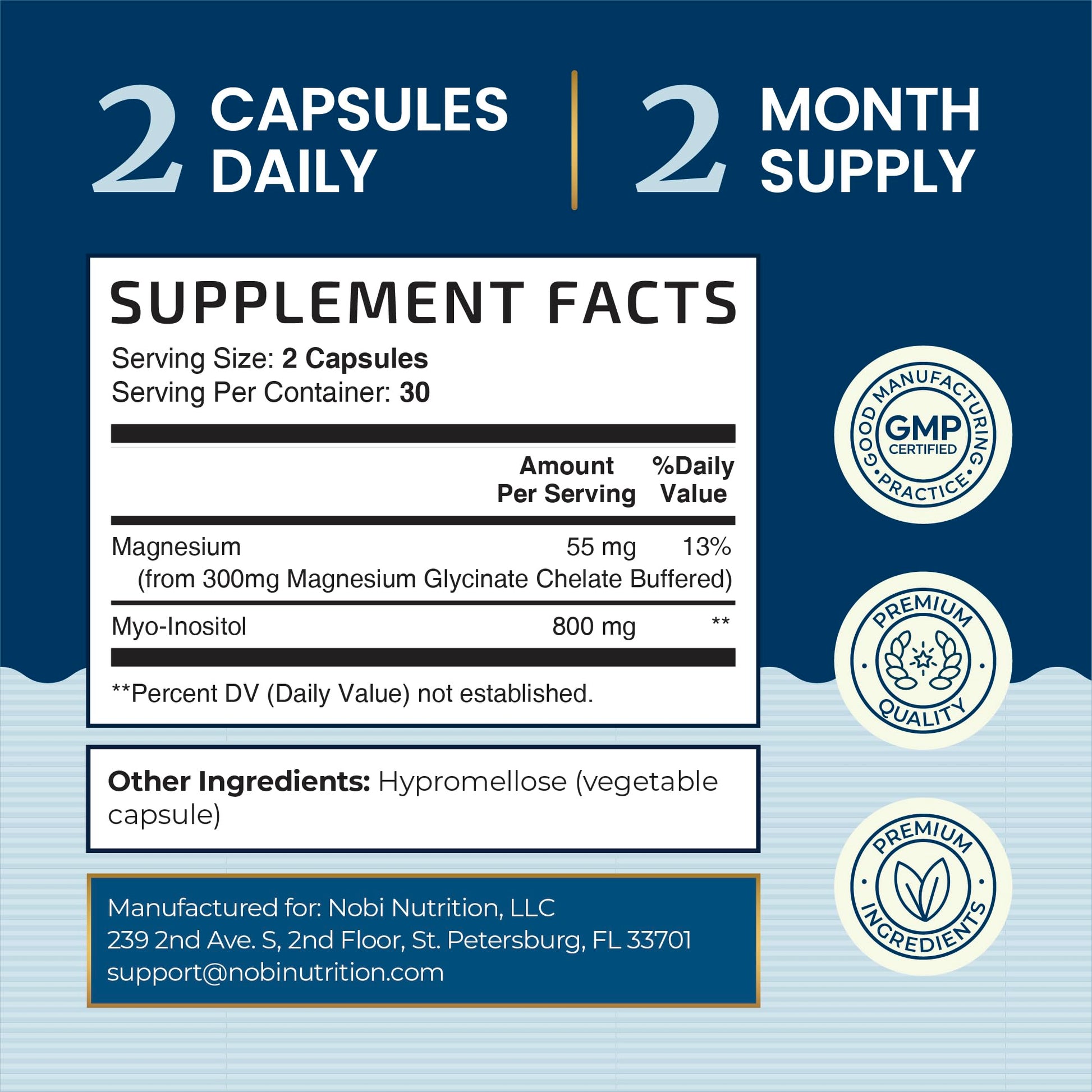 Complete Sleep Support | Myo Inositol + Magnesium Glycinate | Restful Sleep & Relaxation Support | 1100MG Complex | Melatonin-Free, Non-GMO | Inositol Supplement with Magnesium-Glycinate | 60 Ct Nobi Nutrition Au supplements