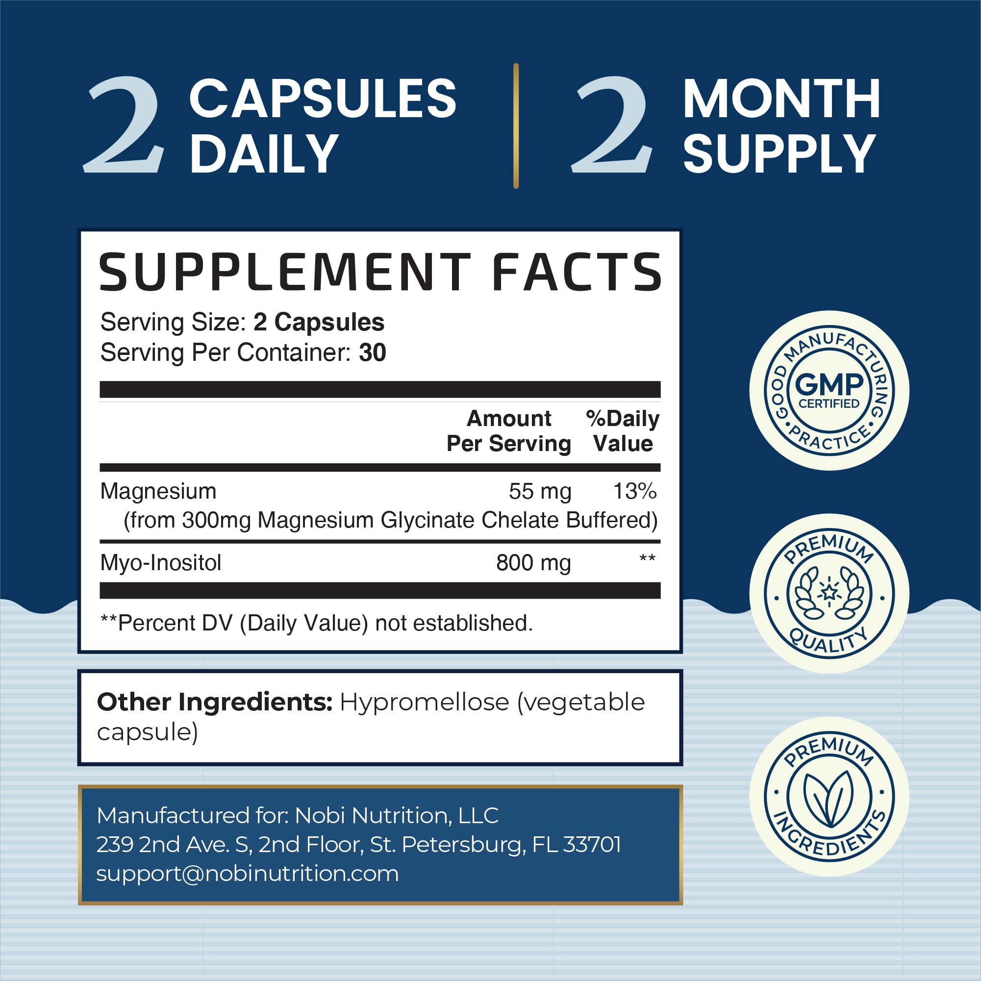 Complete Sleep Support | Myo Inositol + Magnesium Glycinate | Restful Sleep & Relaxation Support | 1100MG Complex | Melatonin-Free, Non-GMO | Inositol Supplement with Magnesium-Glycinate | 60 Ct Nobi Nutrition Au supplements