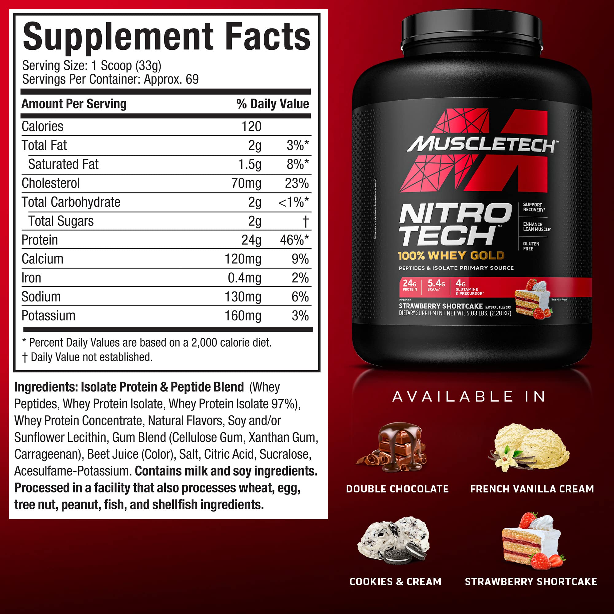 Whey Protein Powder MuscleTech Nitro-Tech Whey Gold Protein Powder Whey Protein MuscleTech Au supplements