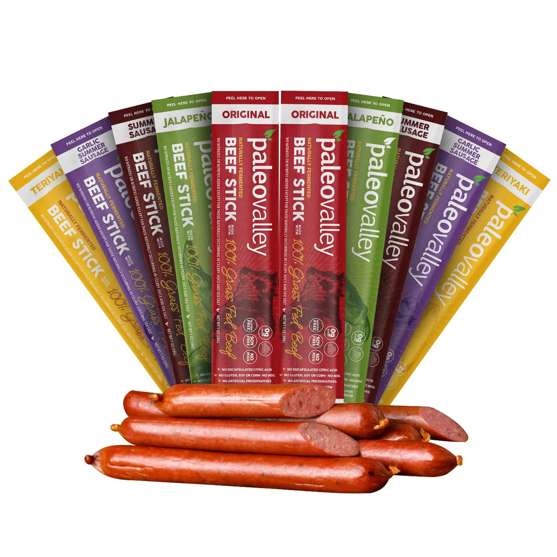 Paleovalley 100% Grass Fed Beef Sticks - Delicious Gluten Free Beef Snack - High Protein Keto Friendly, 50 Count Variety Pack Paleovalley Au supplements