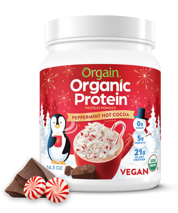 Orgain Organic Vegan Protein Powder, Peppermint Hot Cocoa Seasonal Holiday Flavor Orgain Au supplements