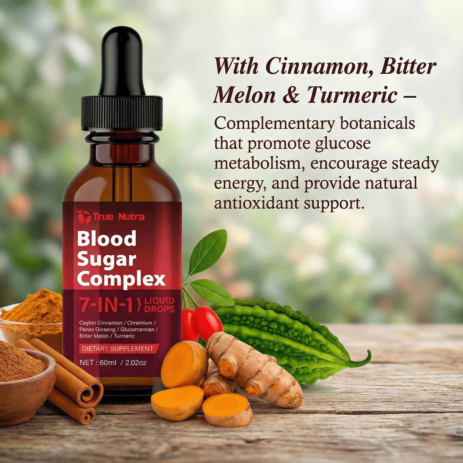 true nutra Blood Sugar Complex, 7-in-1 Formula Blood Sugar Support Supplement with Berberine, Ceylon Cinnamon, Chromium, Bitter Melon, Turmeric, Ginseng, Glucomannan (1PCS) true nutra Au supplements