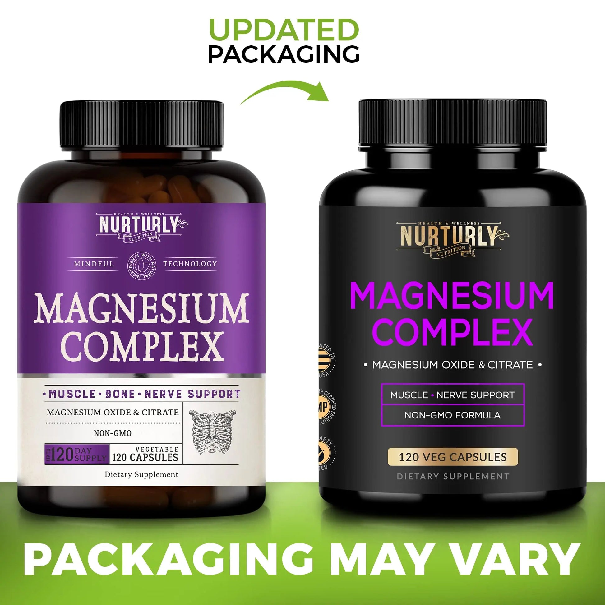 Magnesium Citrate & Oxide 500mg Complex Supplement - High Absorption Maximum Strength - Helps Support Bone Density and Strength, Muscles, Energy and Sleep - 120 Vegan Capsules NURTURLY Au supplements