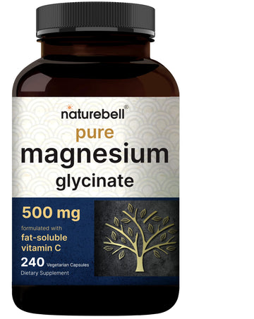 Naturebell Pure Magnesium Glycinate 500mg, 240 Veggie Capsules | 100% Chelated & Purified – 3rd Party Tested, Vegan Friendly, Non-GMO, Fiiler Free NatureBell Au supplements