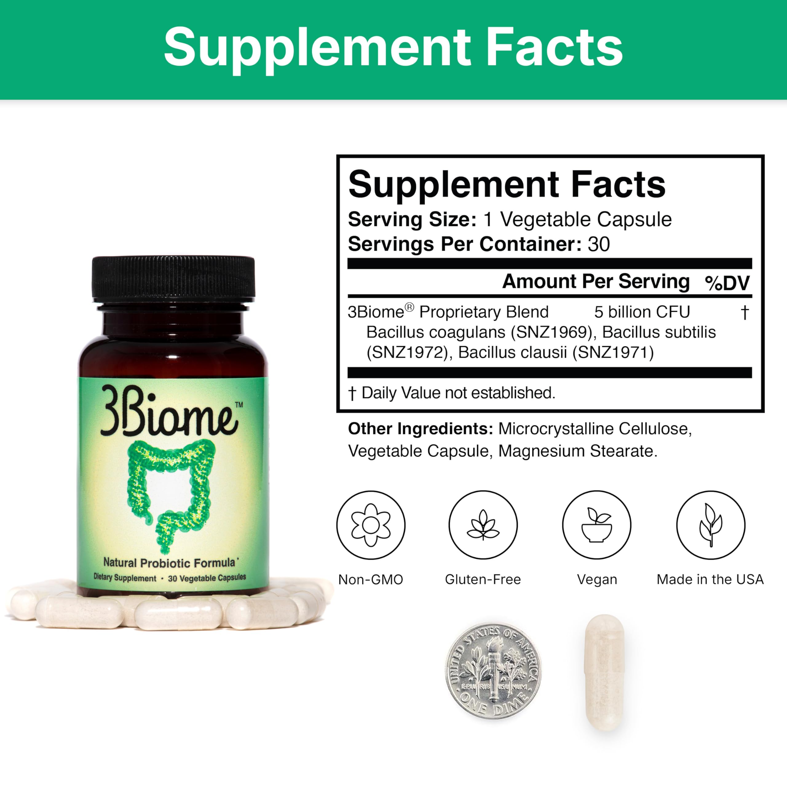 3Biome - Natural Probiotic Supplement - Non-GMO, Vegan, Gluten-Free 3Biome Au supplements