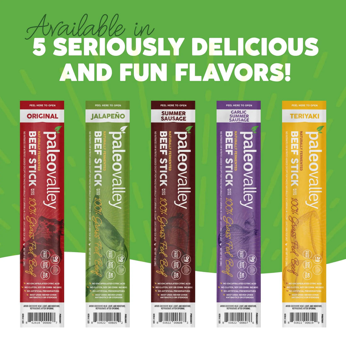 Paleovalley 100% Grass Fed Beef Sticks - Delicious Gluten Free Beef Snack - High Protein Keto Friendly, 40 Count Variety Pack Paleovalley Au supplements