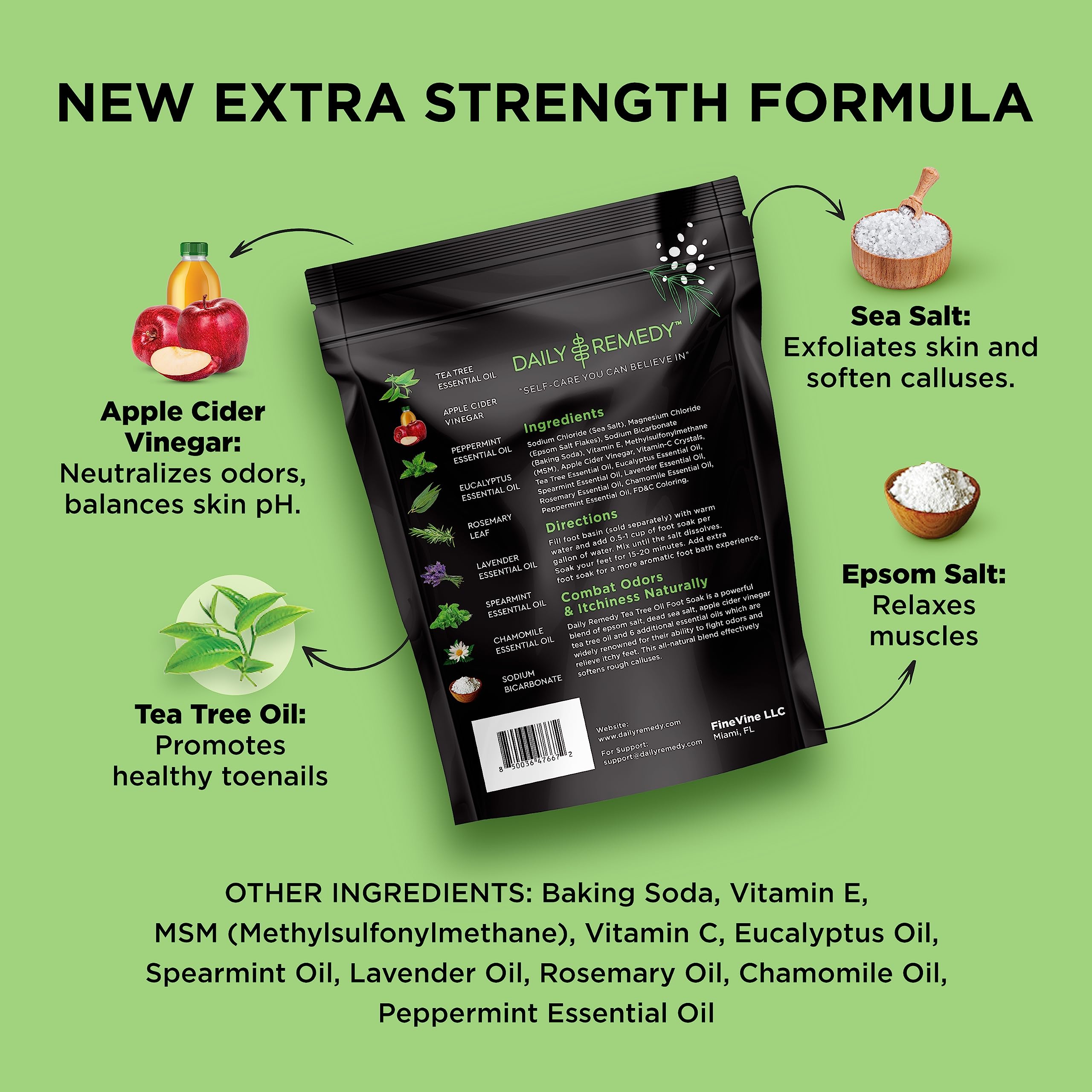 EXTRA STRENGTH Tea Tree Oil Foot Soak with Epsom Salt - Made in USA - for Toenails DAILY REMEDY Au supplements